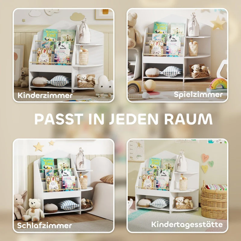 Children's Shelf 7 Shelves Rounded Edges - White - Image 7