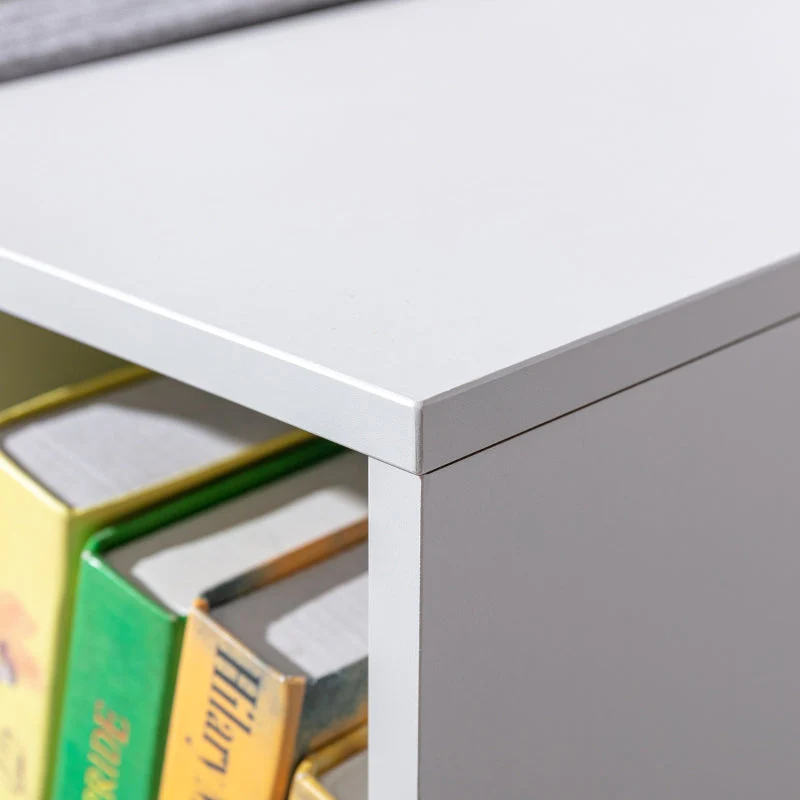 Children's Shelf Bookcase, Stool Bench 6 Compartments Toy Box, Grey - Image 8