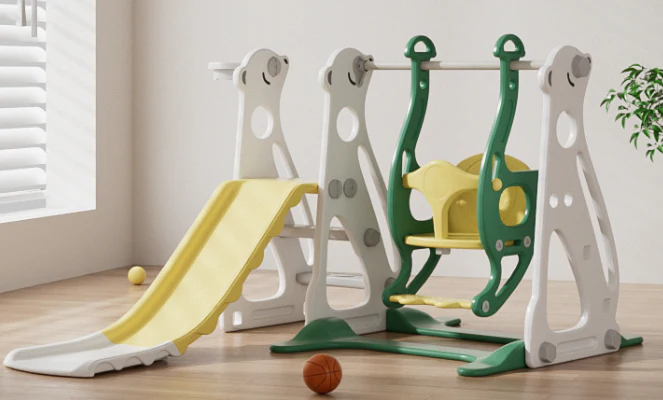 Children's slide with swing, 4 in 1 with slide, staircases, and basketball frame for indoor - Image 7