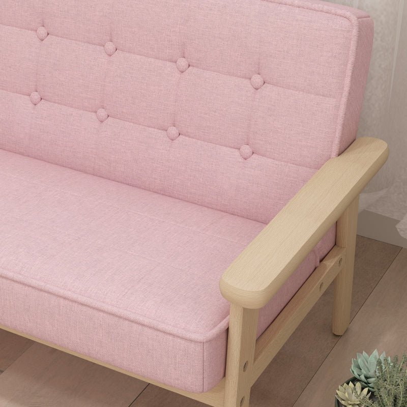 Children's Sofa Armchair Upholstered Wooden Frame - Pink Velvet Look - Image 8