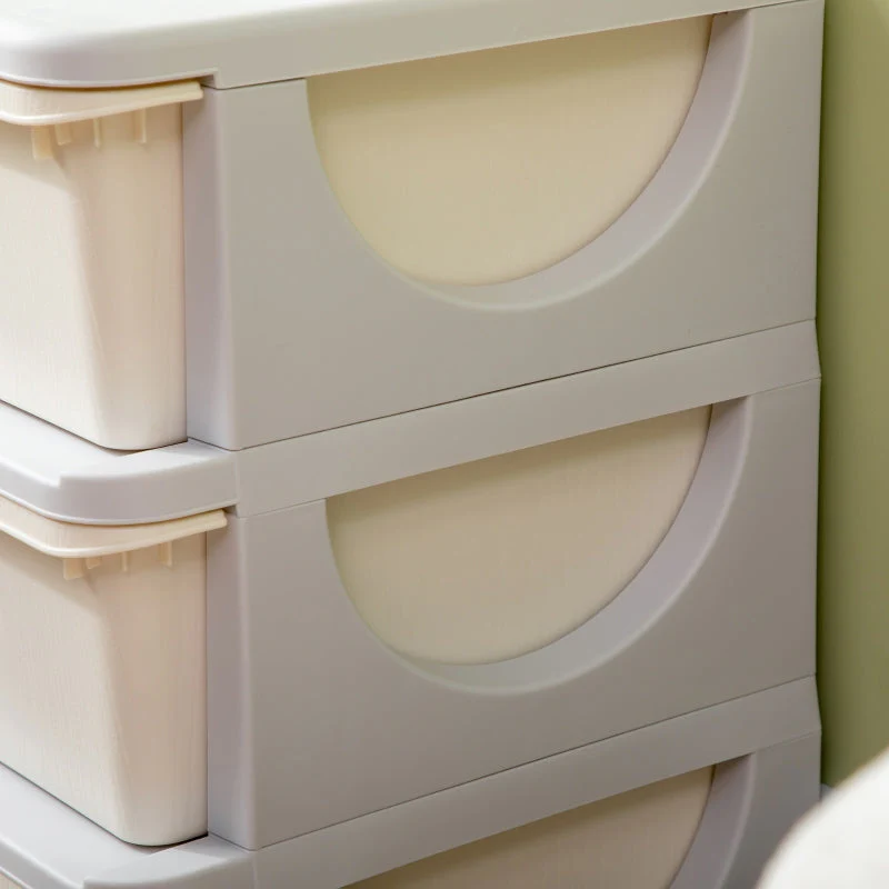Children's Storage Boxes, 3 Large Drawers, Cream White Plastic - Image 8