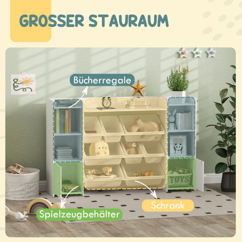 Children's Storage Shelf & Toy Organizer, 8 Removable Boxes, White - Image 4