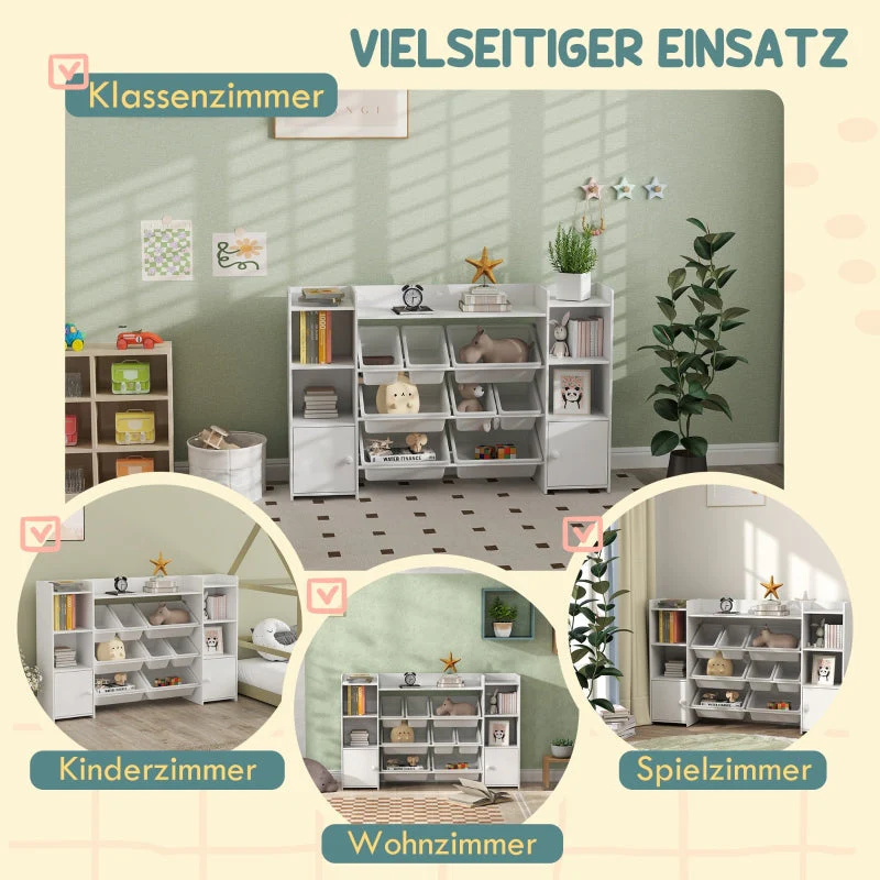 Children's Storage Shelf & Toy Organizer, 8 Removable Boxes, White - Image 5