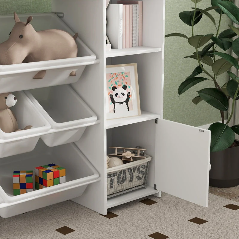 Children's Storage Shelf & Toy Organizer, 8 Removable Boxes, White - Image 8