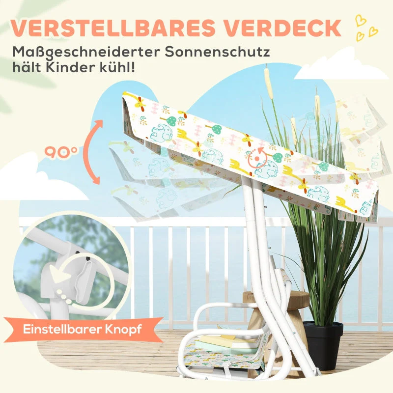 Children's Swing, 2-Seater, 60 kg, White Steel - Image 5