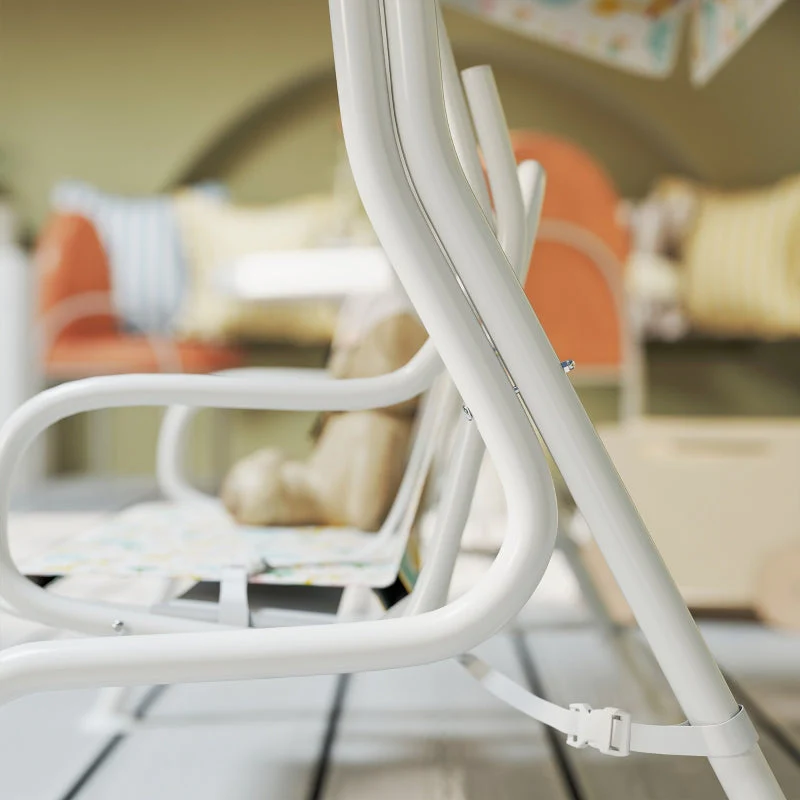 Children's Swing, 2-Seater, 60 kg, White Steel - Image 8