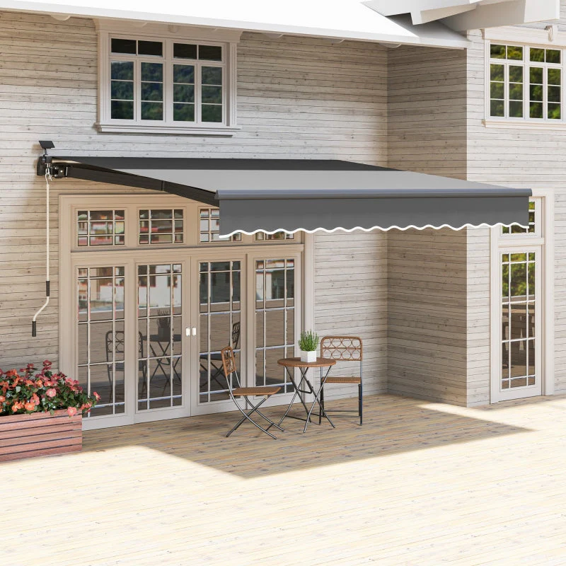 Clamp Awning, Hand Crank Solar Light Articulated Arm UV 50+ 400cm, Gray - Image 8