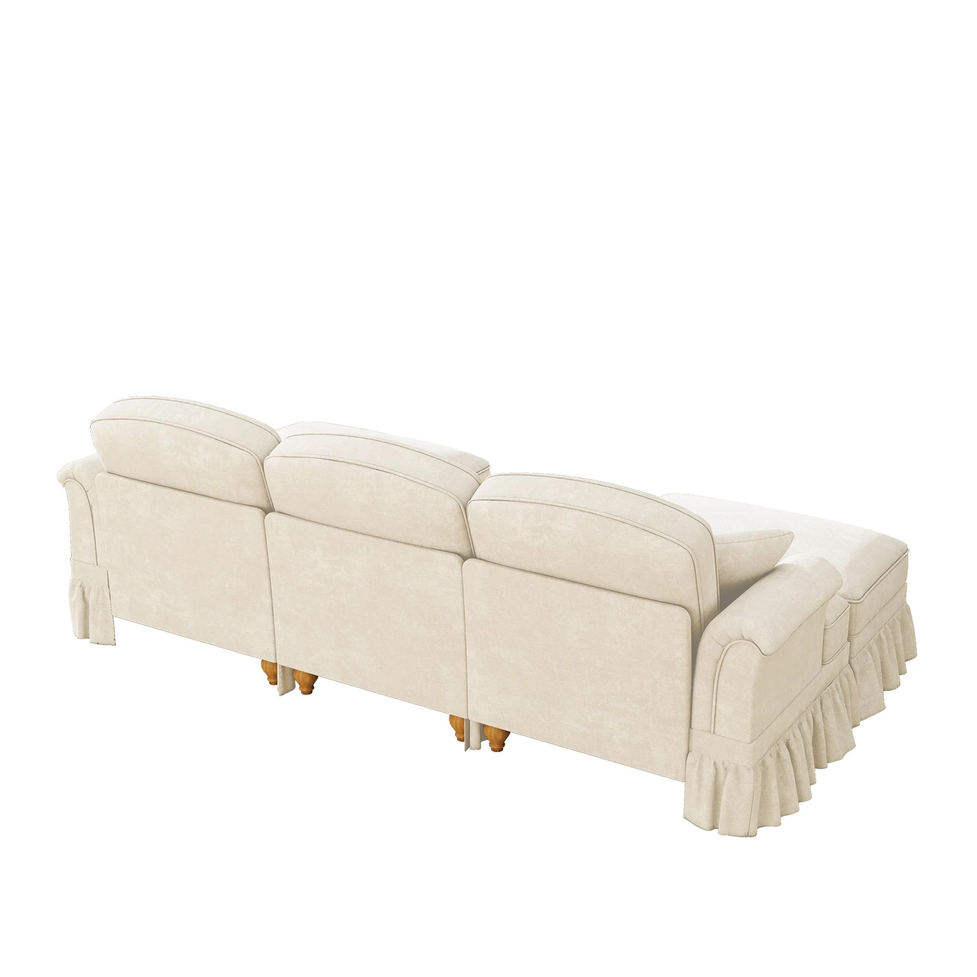 Classic Modular U-Shaped Sofa Chenille Movable Ottoman - White - Image 8
