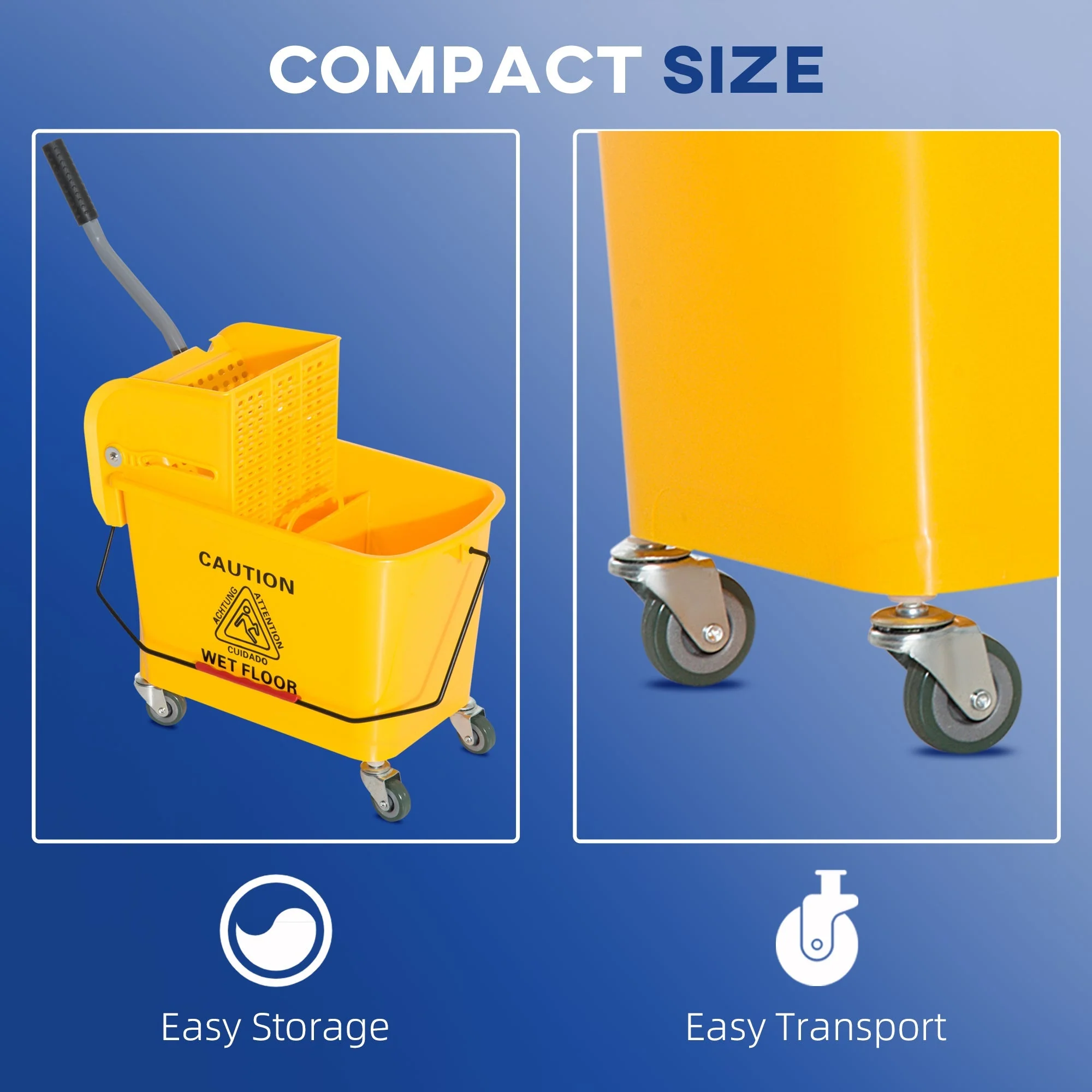 Cleaning Bucket Cart 20 Liter Mop 2 Chambers Yellow - Image 4