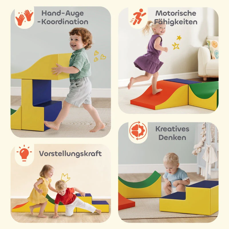 Climbing and Crawling Set for Toddlers, 3-Piece Foam Play Set, Yellow Faux Leather - Image 4
