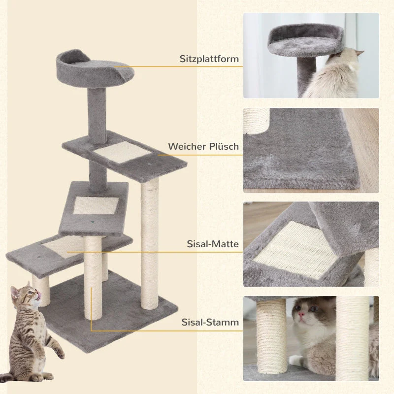 Climbing Tree Cat Tree, 5 Layers, Beige Grey - Image 4