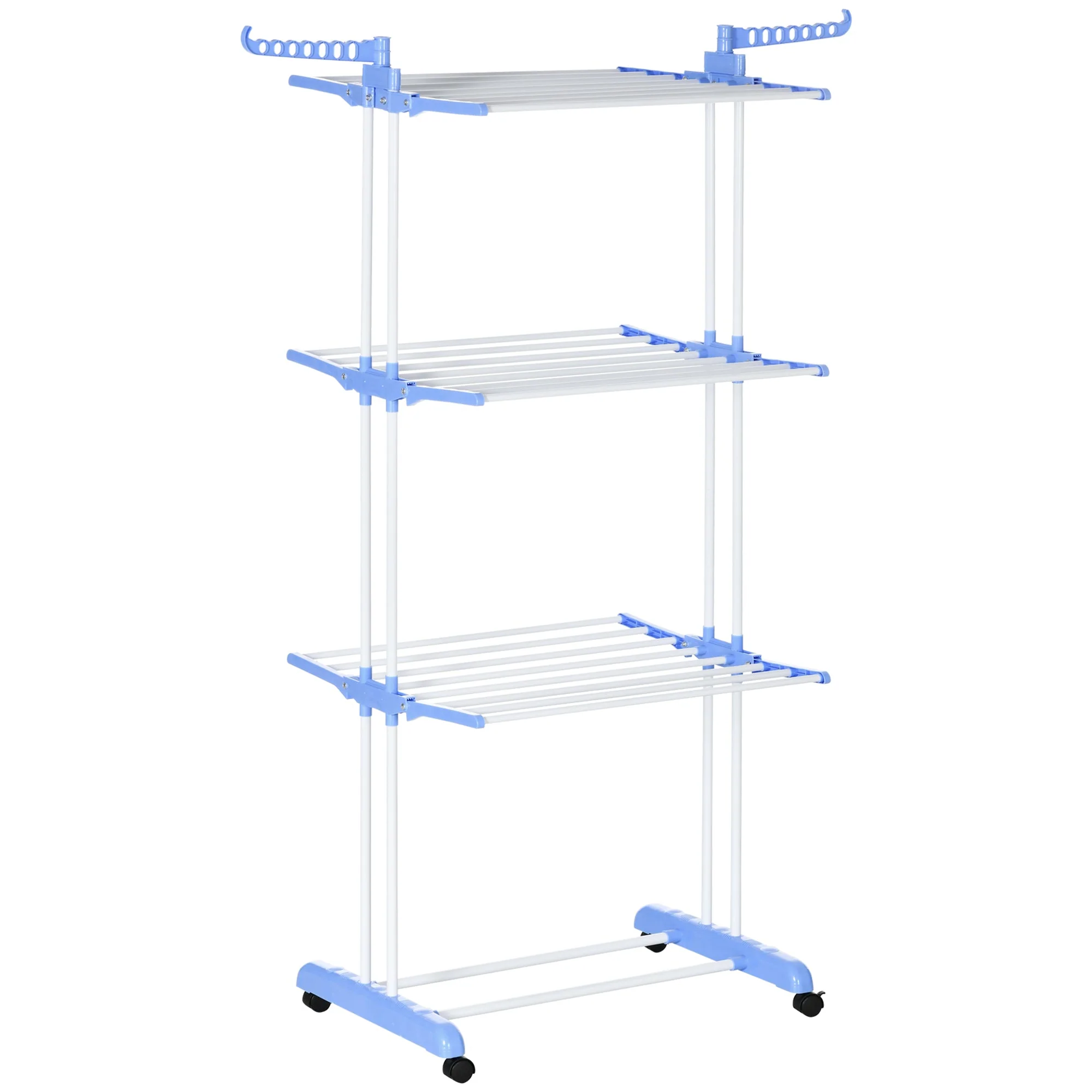 Clothes Dryer Tower, Extendable 4 Levels with Wheels, Steel Blue - Image 2