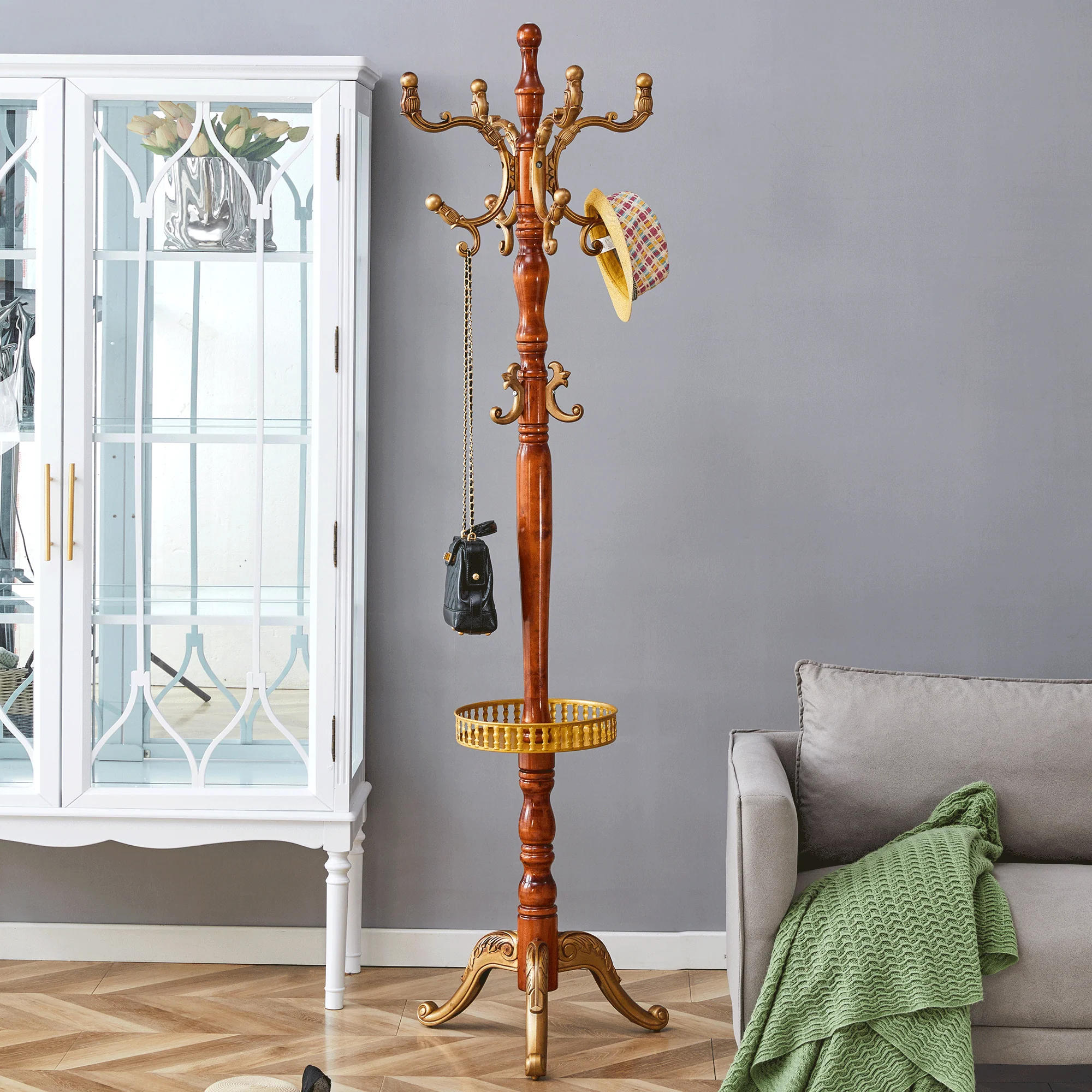 Clothes Rack Versatile Solid Wood Stable - Horseradish Wood Look - Image 2