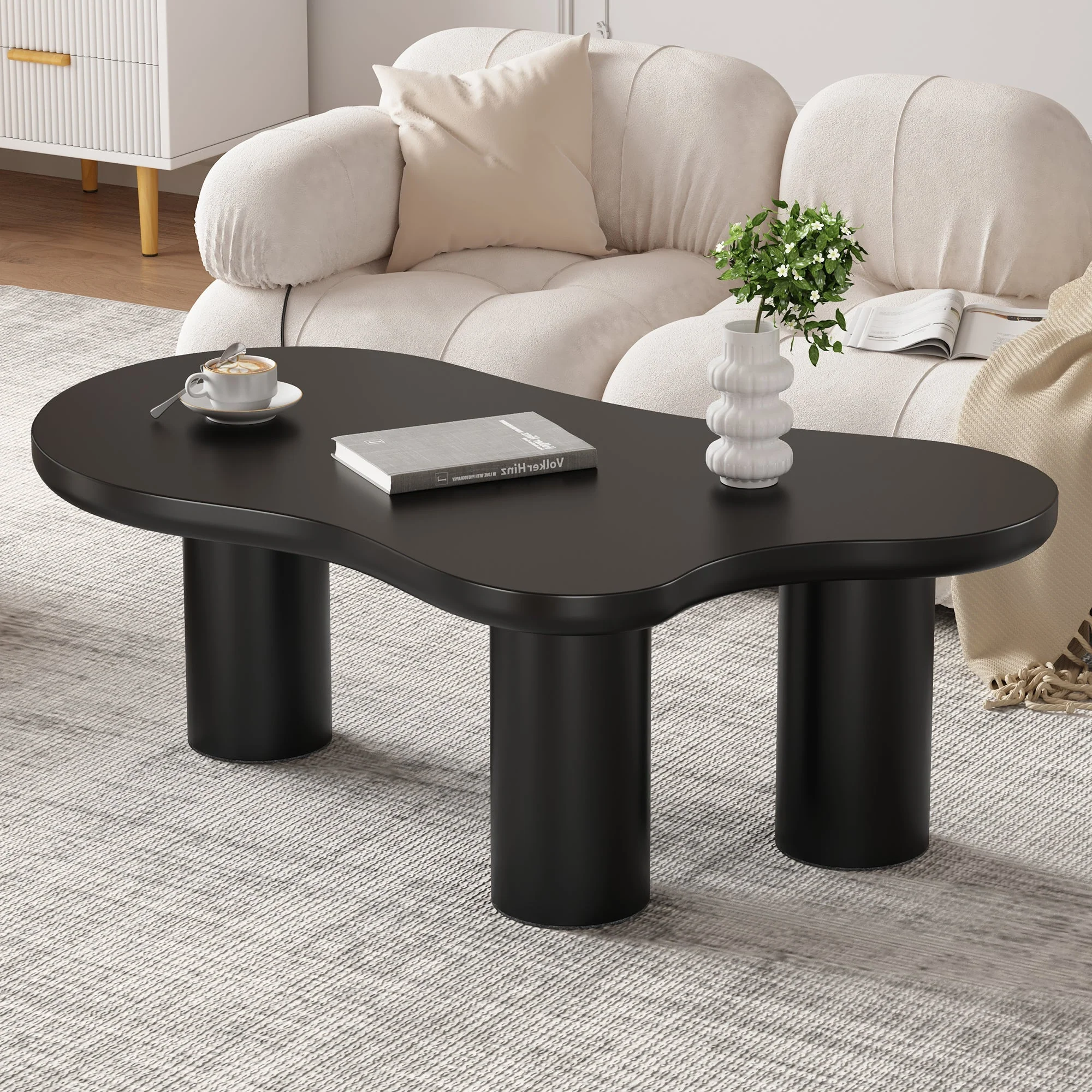 Cloud Coffee Table Irregular Shape 107x66cm MDF/PVC Legs - Image 6