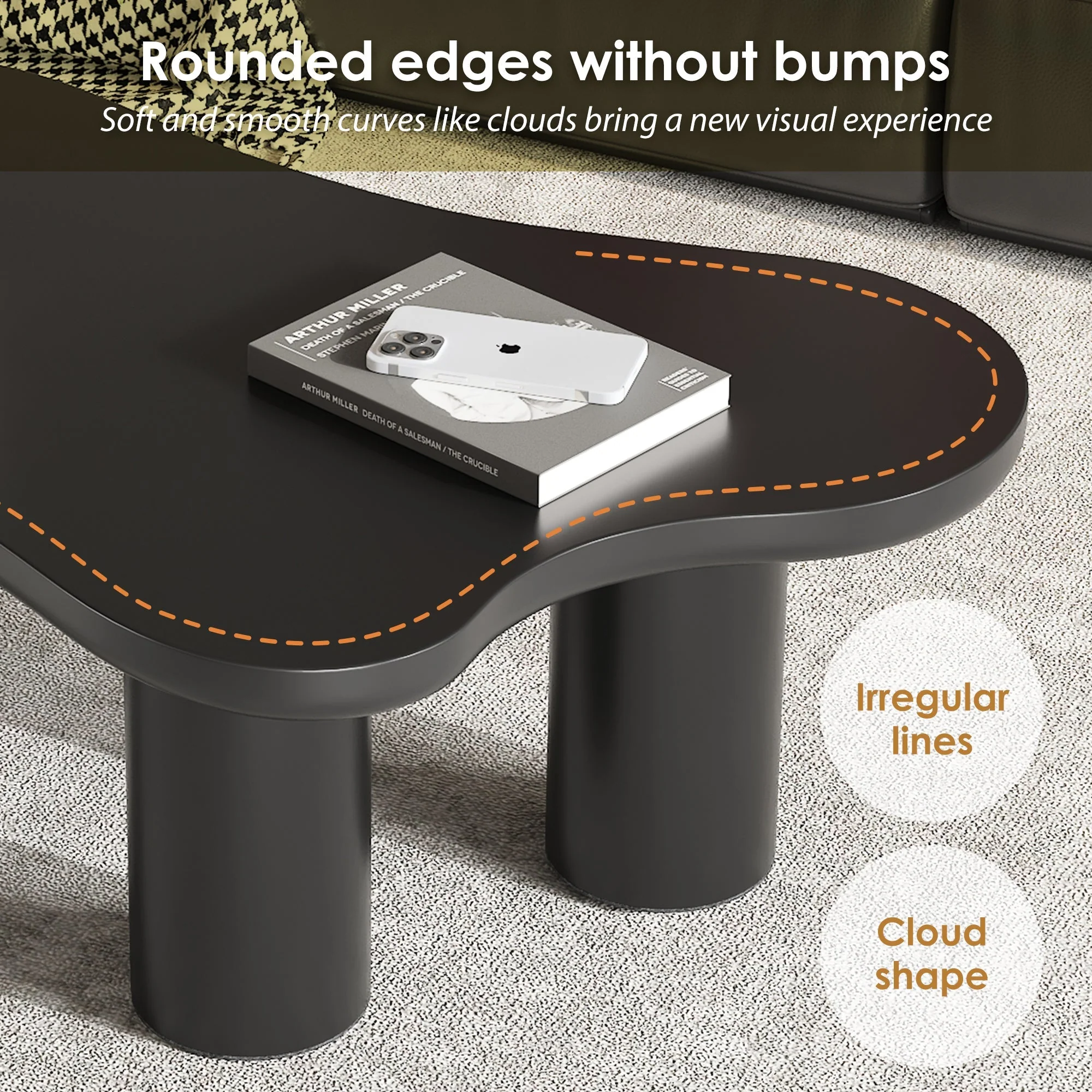 Cloud Coffee Table Irregular Shape 107x66cm MDF/PVC Legs - Image 7