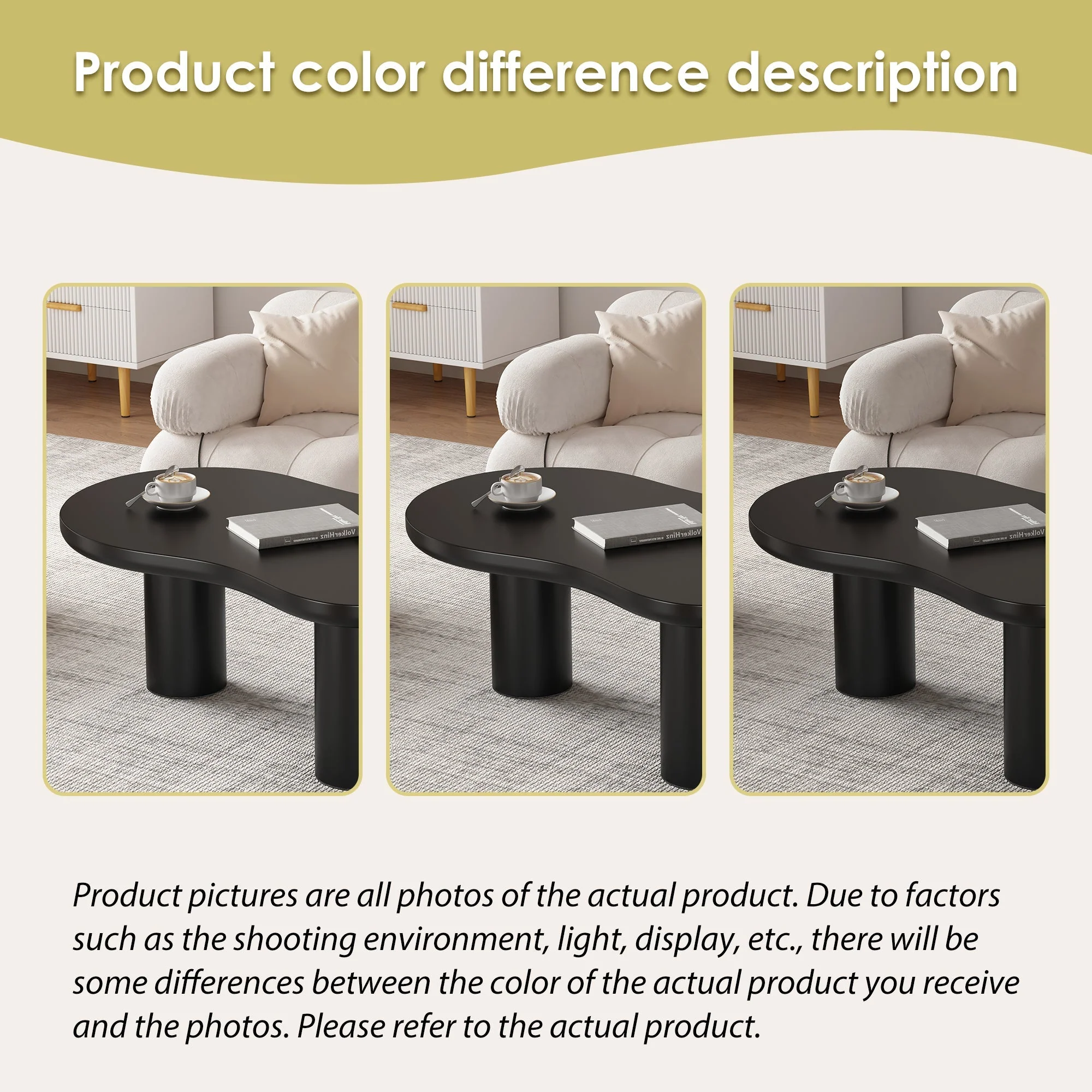 Cloud Coffee Table Irregular Shape 107x66cm MDF/PVC Legs - Image 8