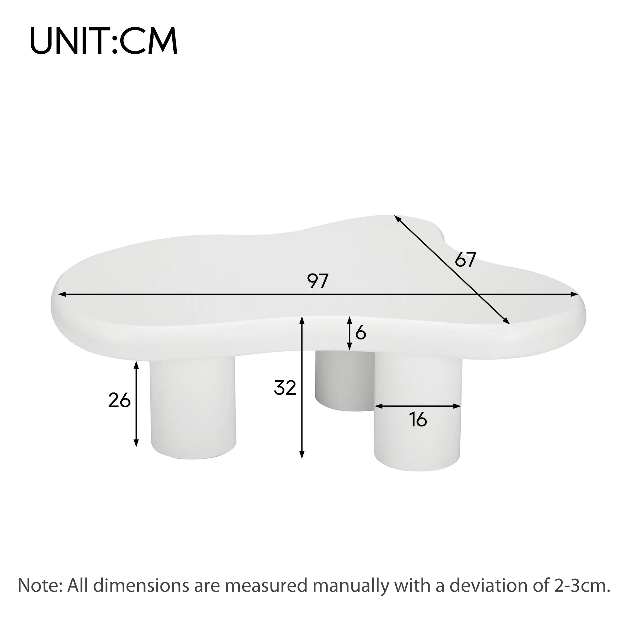 Cloud Coffee Table, Irregular Shape 97cm MDF Lacquered - Image 8