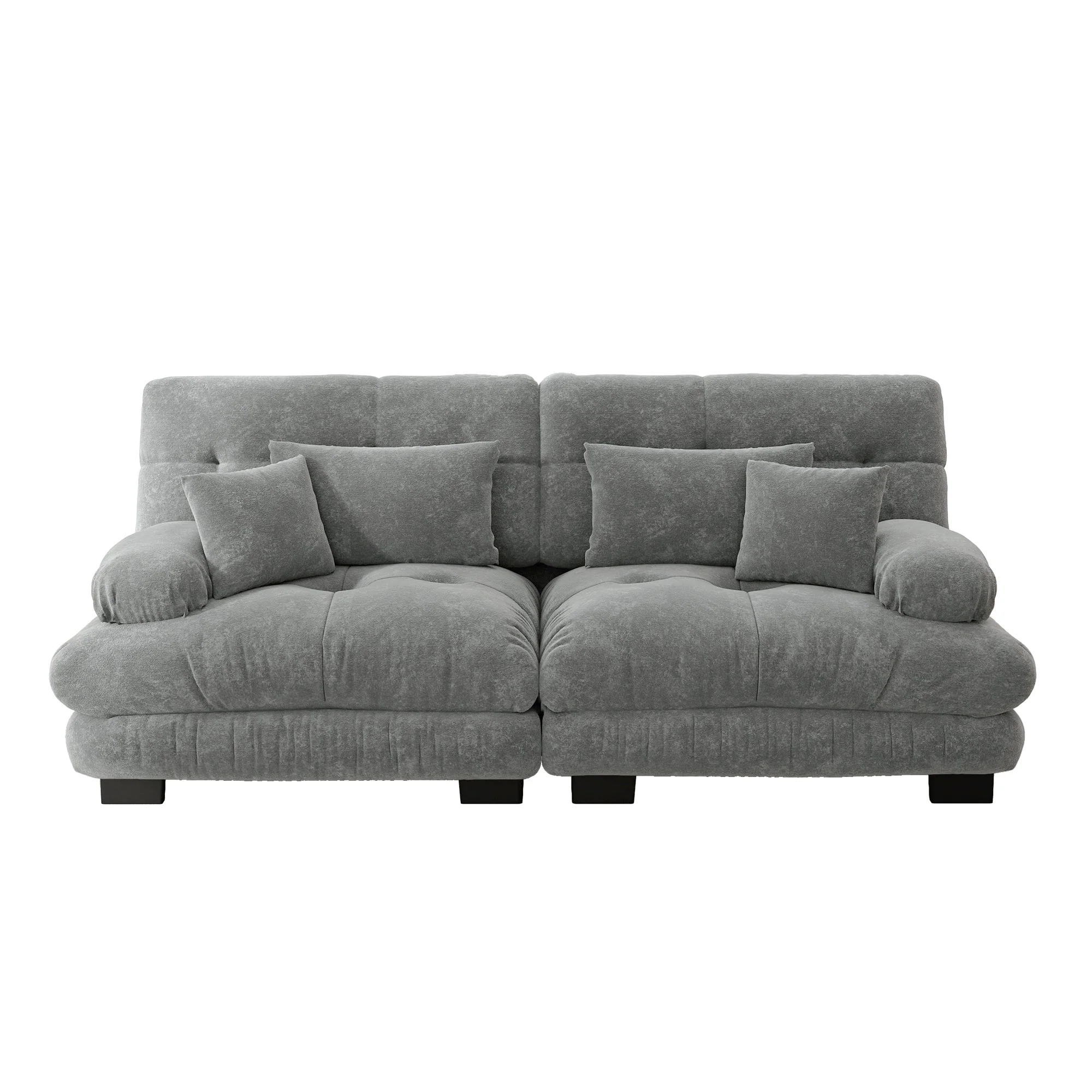 Cloud Corner Sofa, Double with Lumbar & Decorative Cushions, Chenille Grey - Image 4