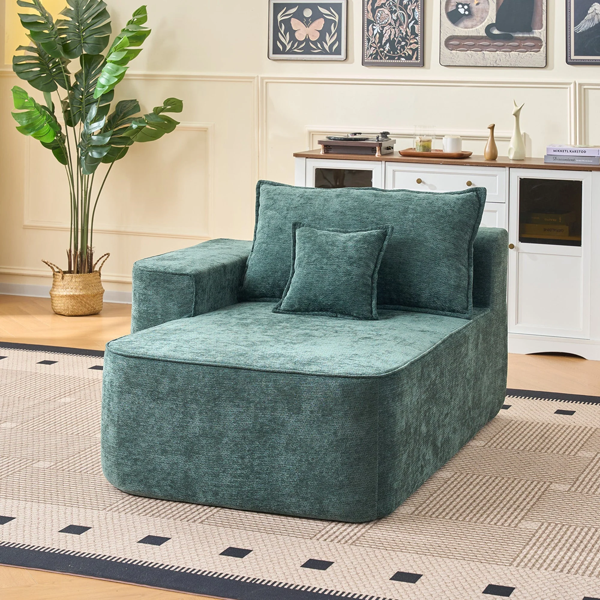 Cloud Couch L-Shaped Corner Sofa, 262cm with XXL Deep Seat and Chaise Longue, Green Chenille - Image 10