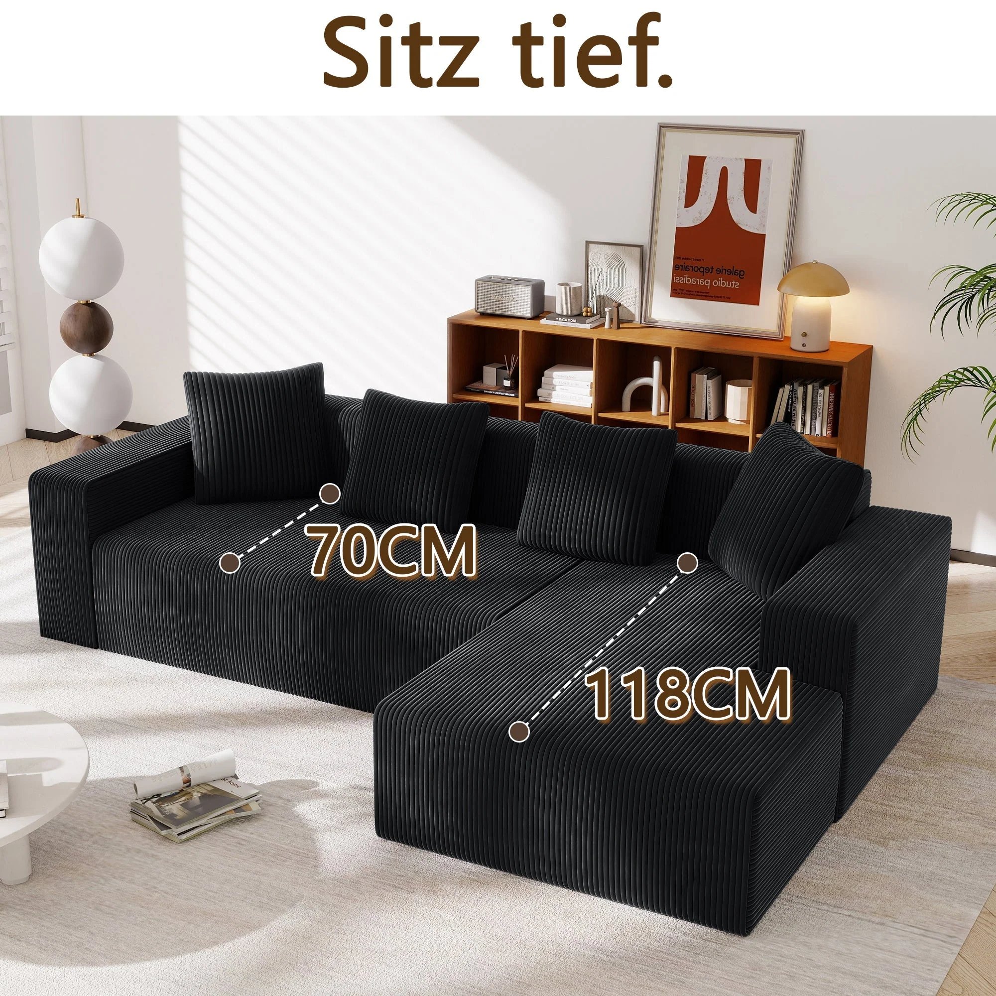 Cloud Modular Sofa L-Chaise Deep Seat - Upholstered - Image 3