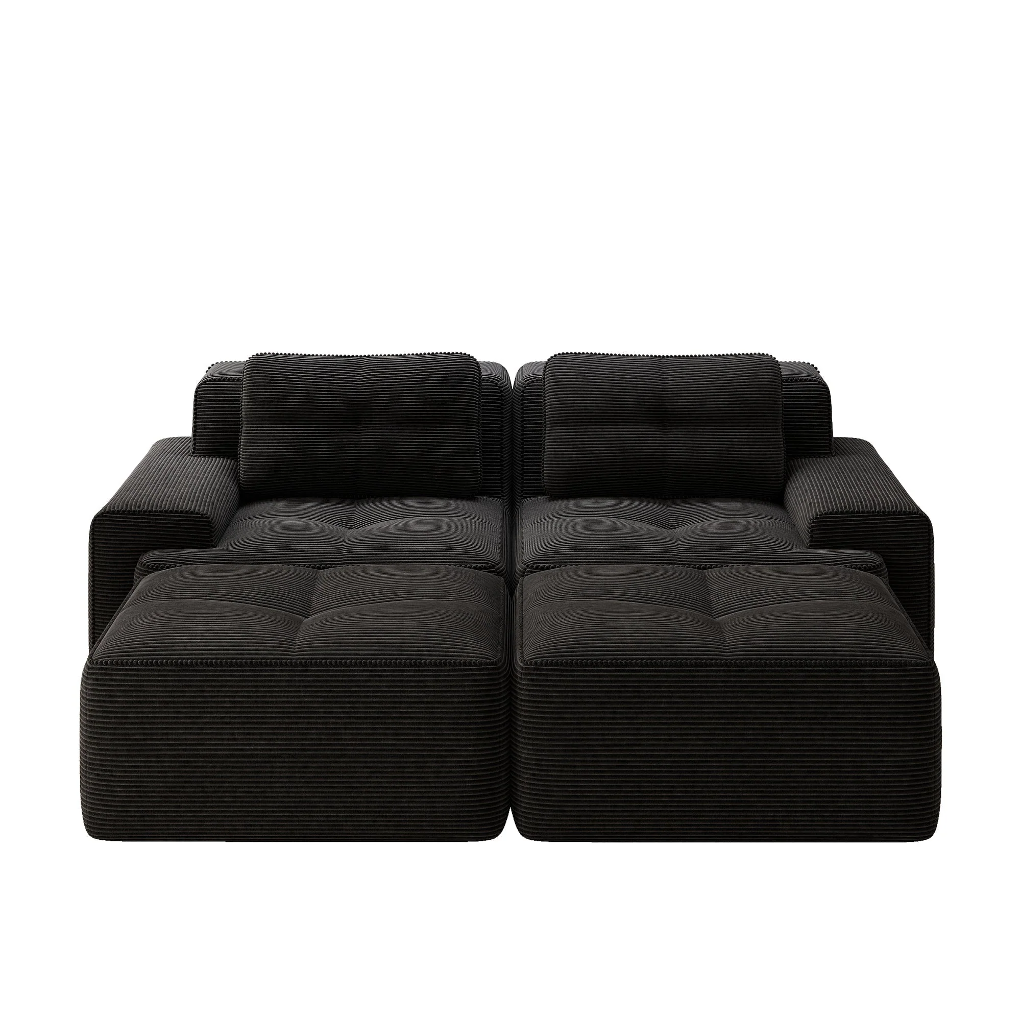 Cloud Modular Sofa U-shaped Ottoman Deep Seat - Corduroy Black - Image 5