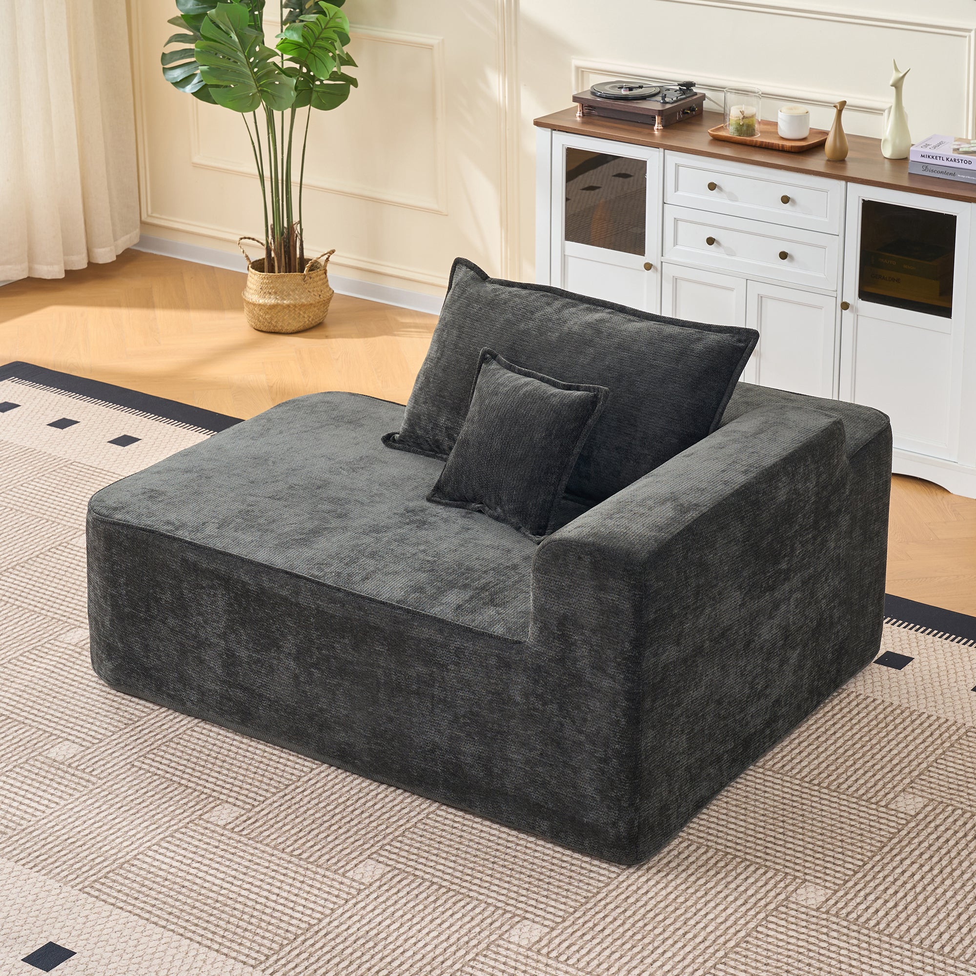Cloud Sofa L-Shaped Corner Sofa with Chaise Longue and XXL Deep Seat, Black Chenille - Image 7
