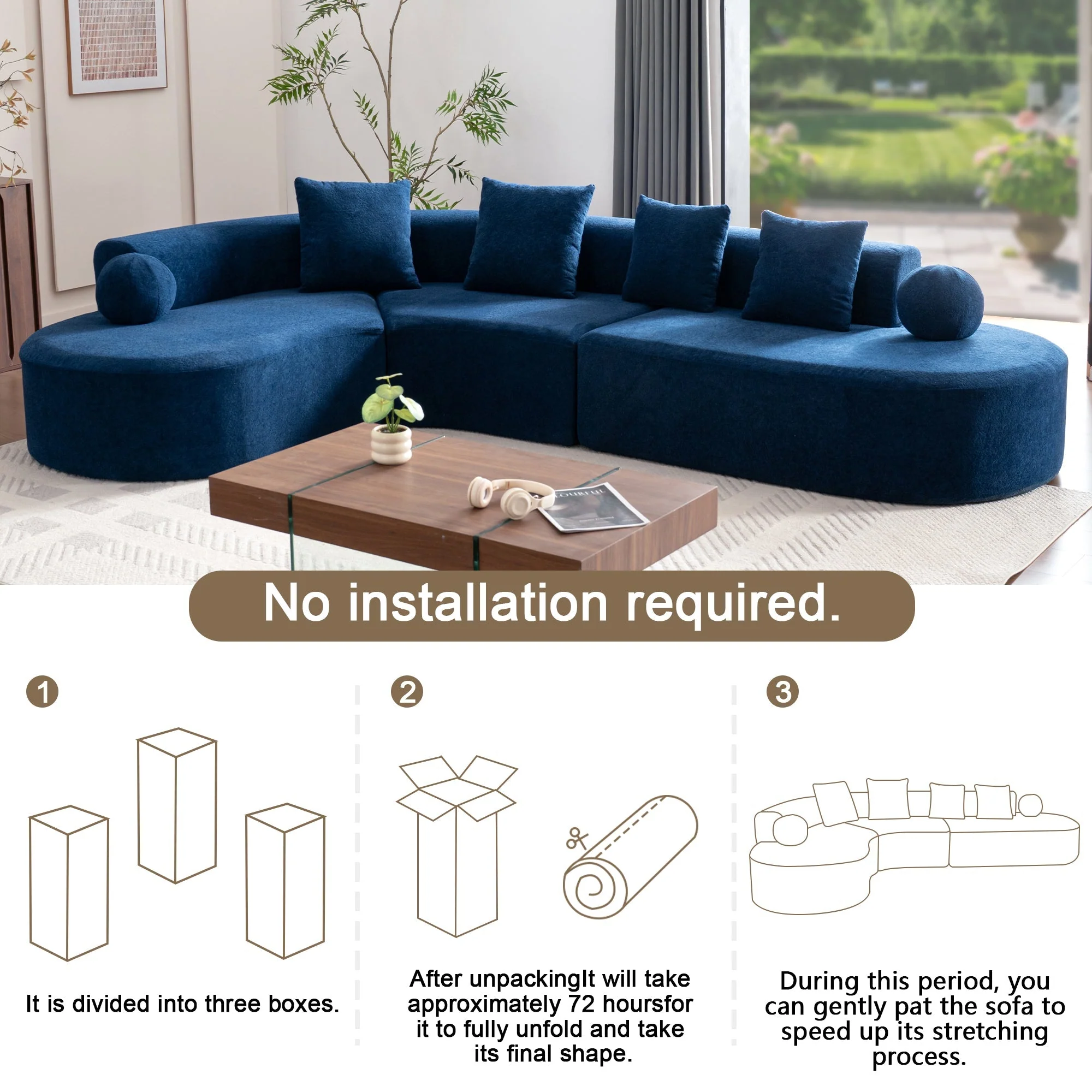 Cloud Sofa, Large L-Tier Arched Plush Design - Image 2