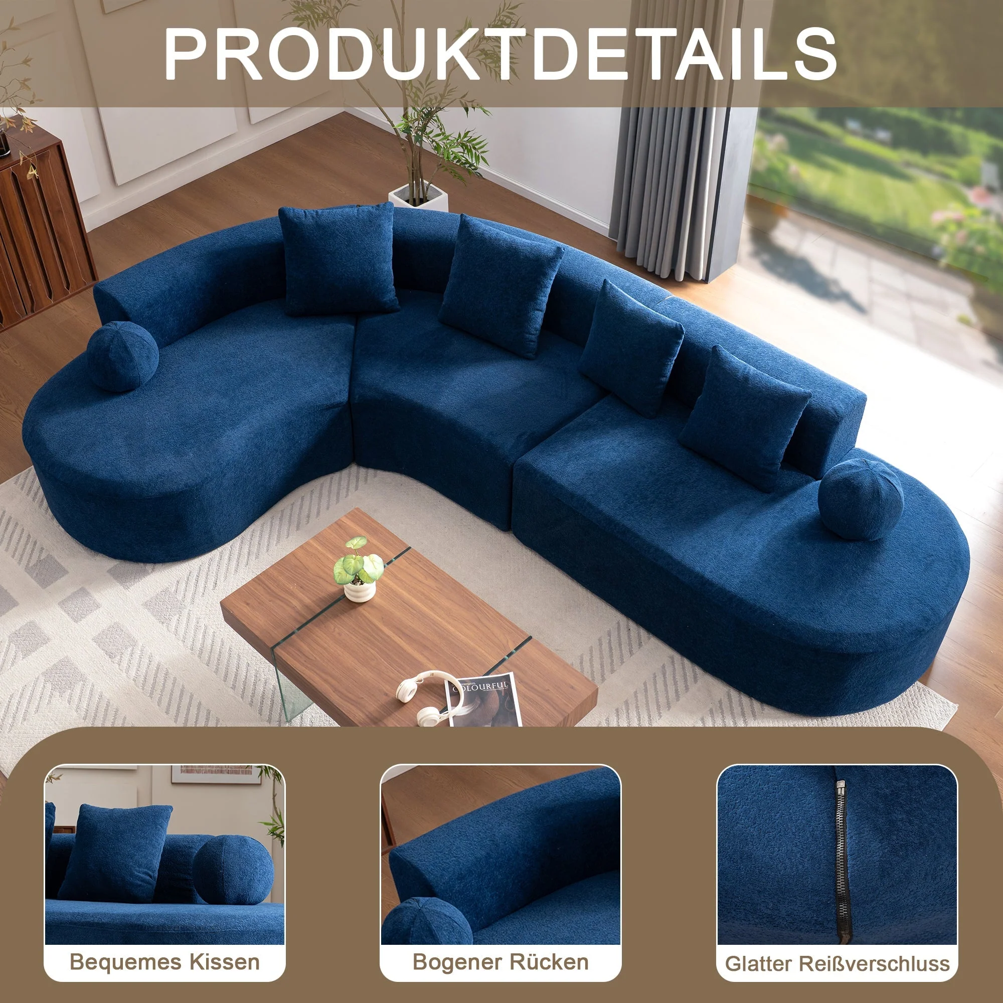 Cloud Sofa, Large L-Tier Arched Plush Design - Image 4