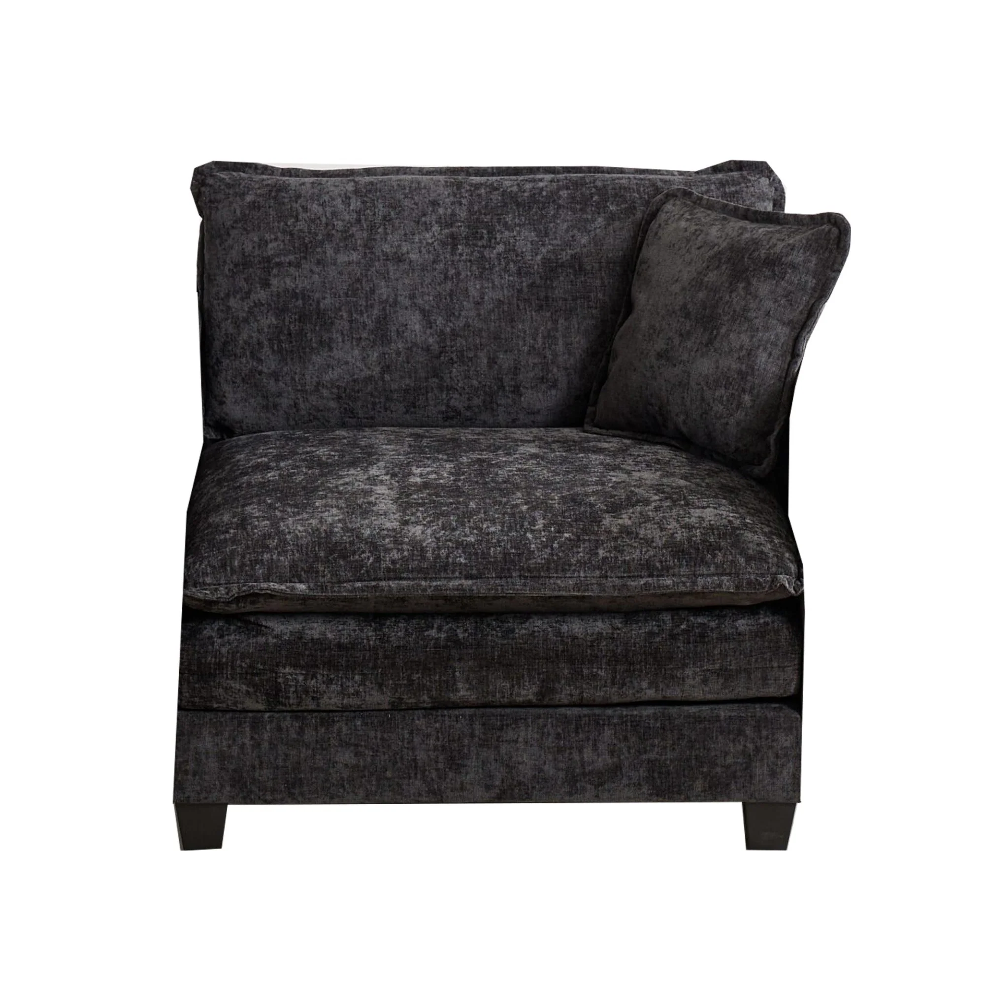 Cloud Sofa One-Seat Modern Sectional Double Layer Cushion - Black Chenille - Image 2