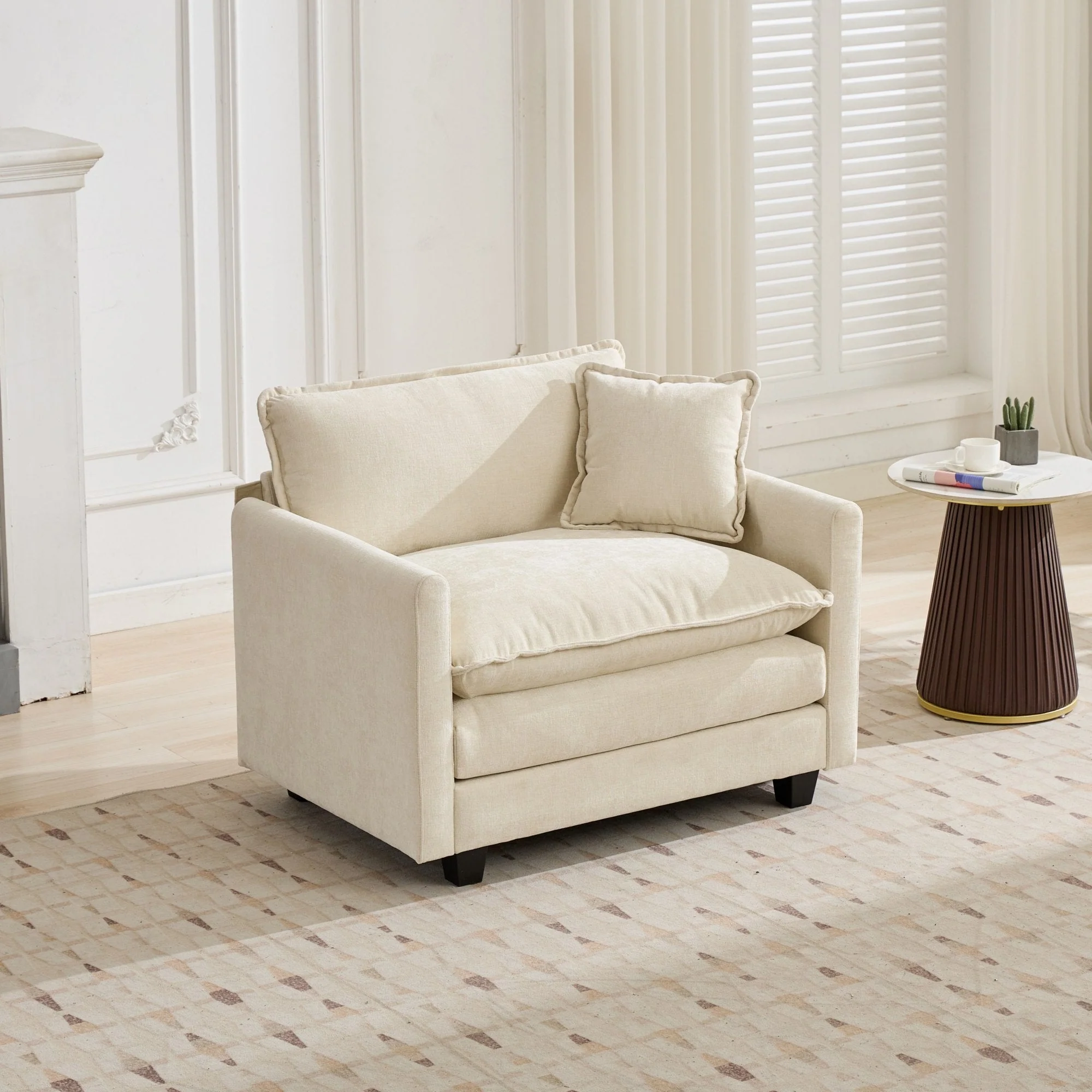 Cloud Sofa One Seat Modern Sectional Upholstered Cushion - Chenille Beige