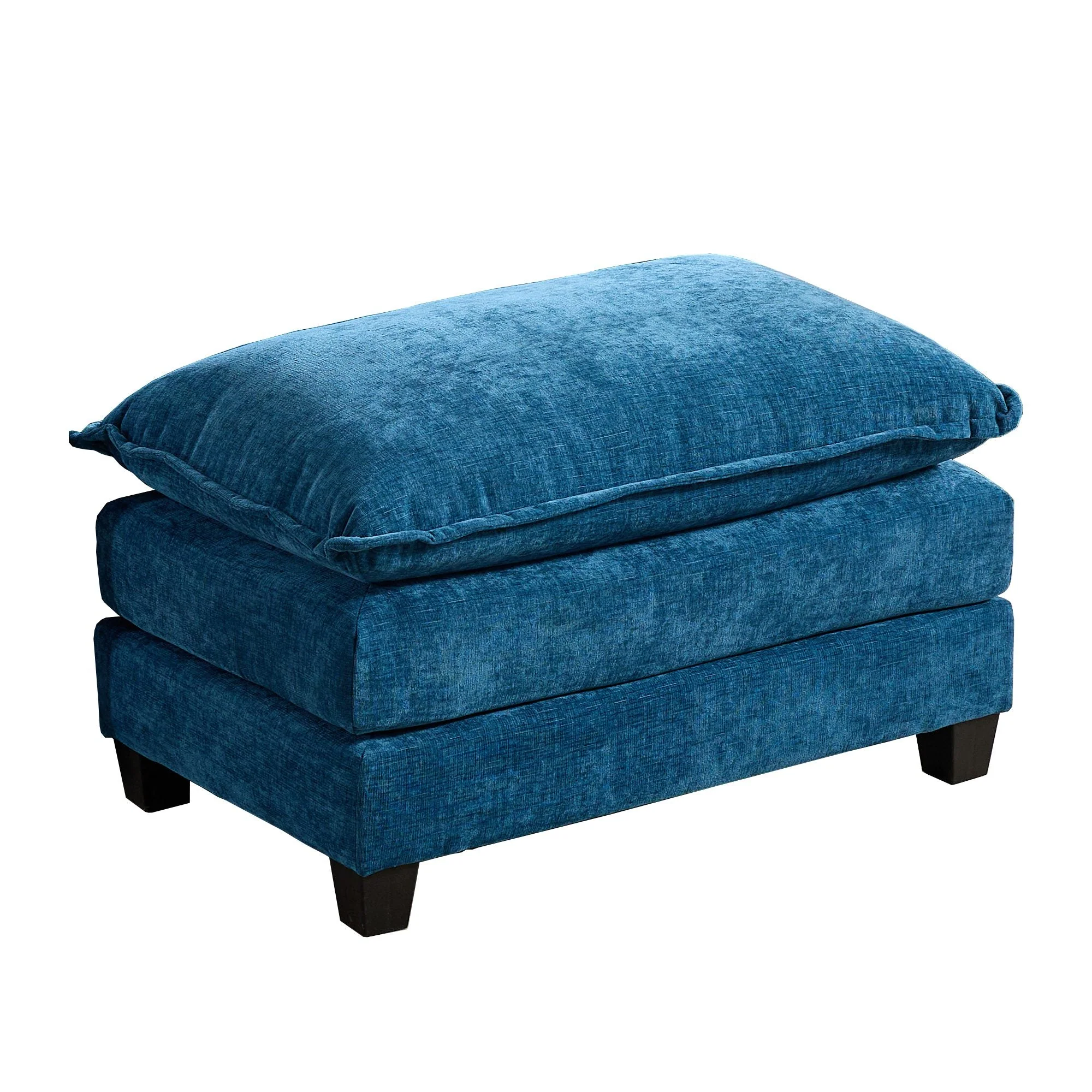 Cloud Sofa Ottoman - Modern Double Layer Upholstered Cushion - Chenille Blue - Image 2
