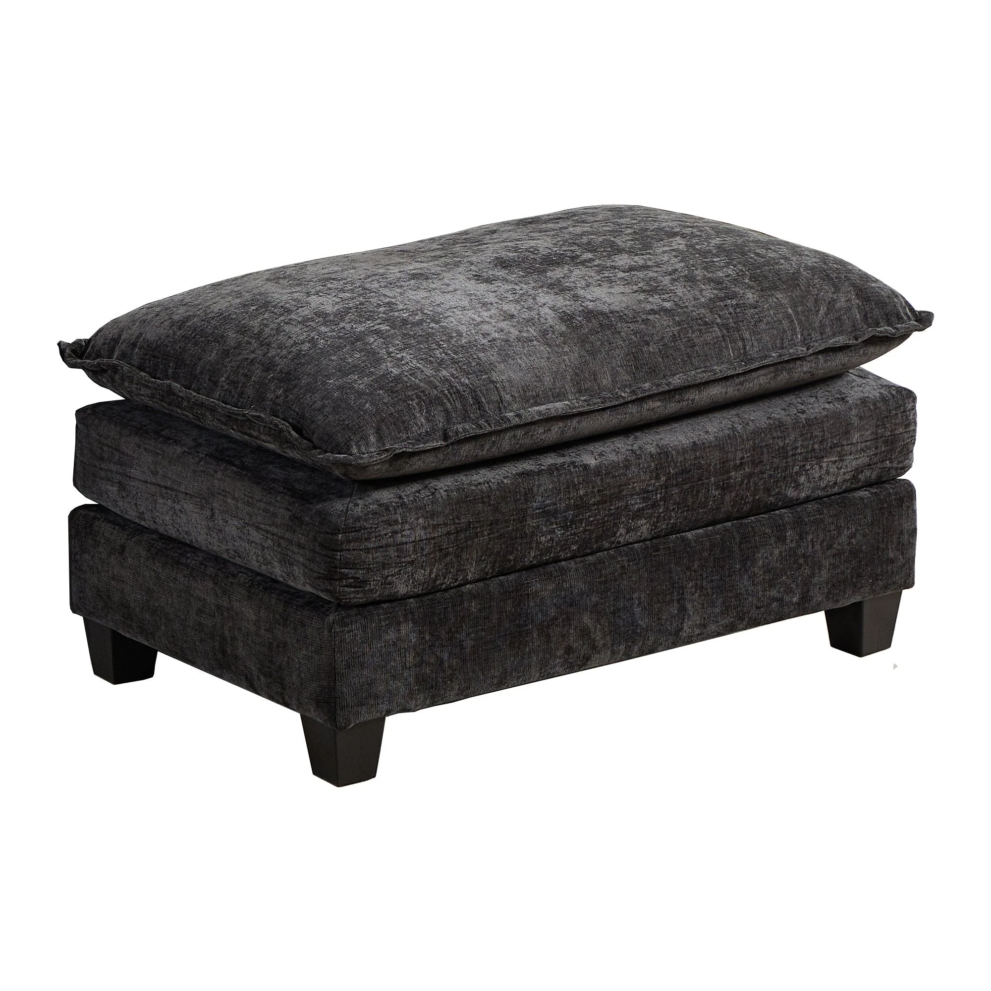 Cloud Sofa Ottoman - Modern Sectional Double Layer Cushion - Black Chenille - Image 2