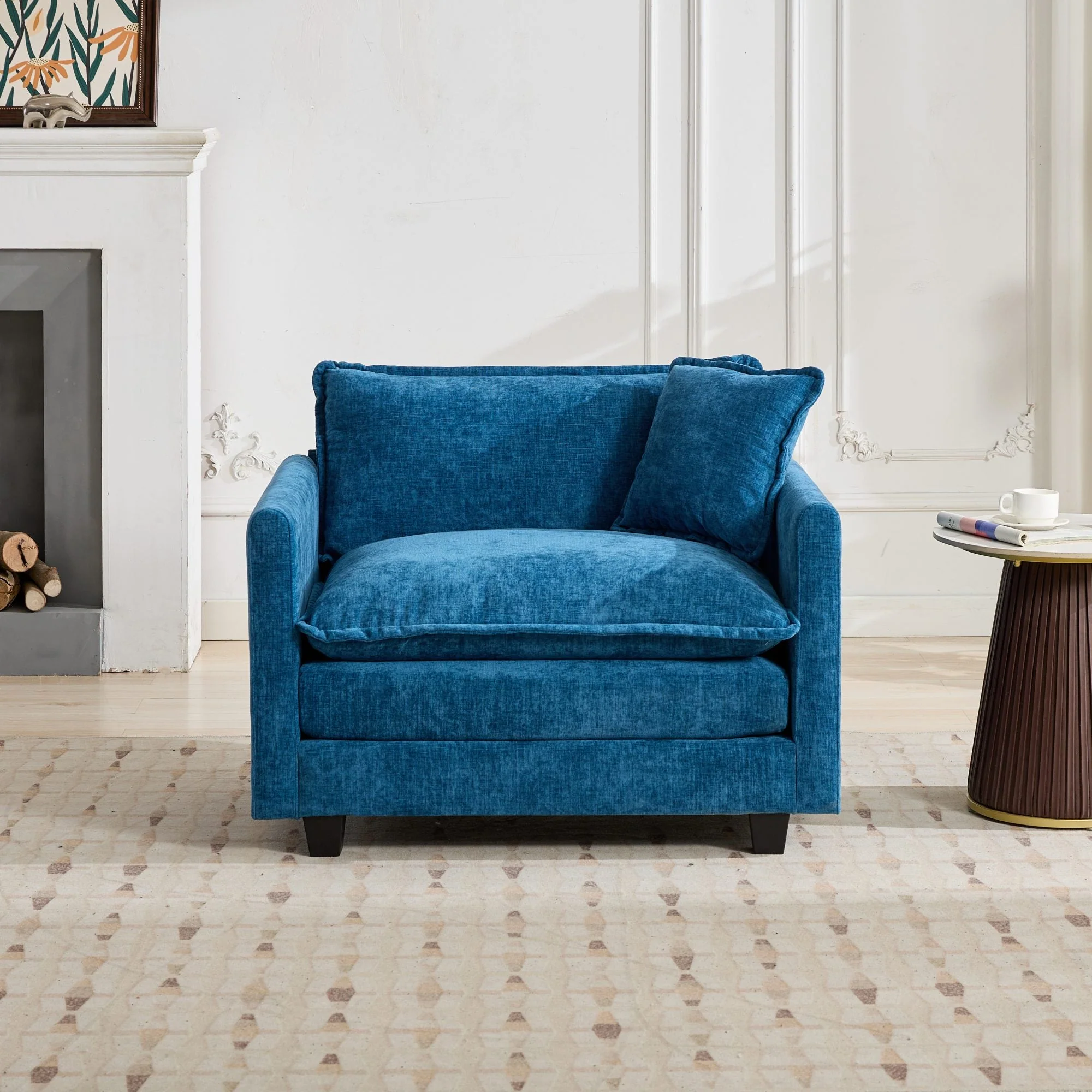 Cloud Sofa Single Seat Sectional Upholstered Chenille - Blue - Image 3