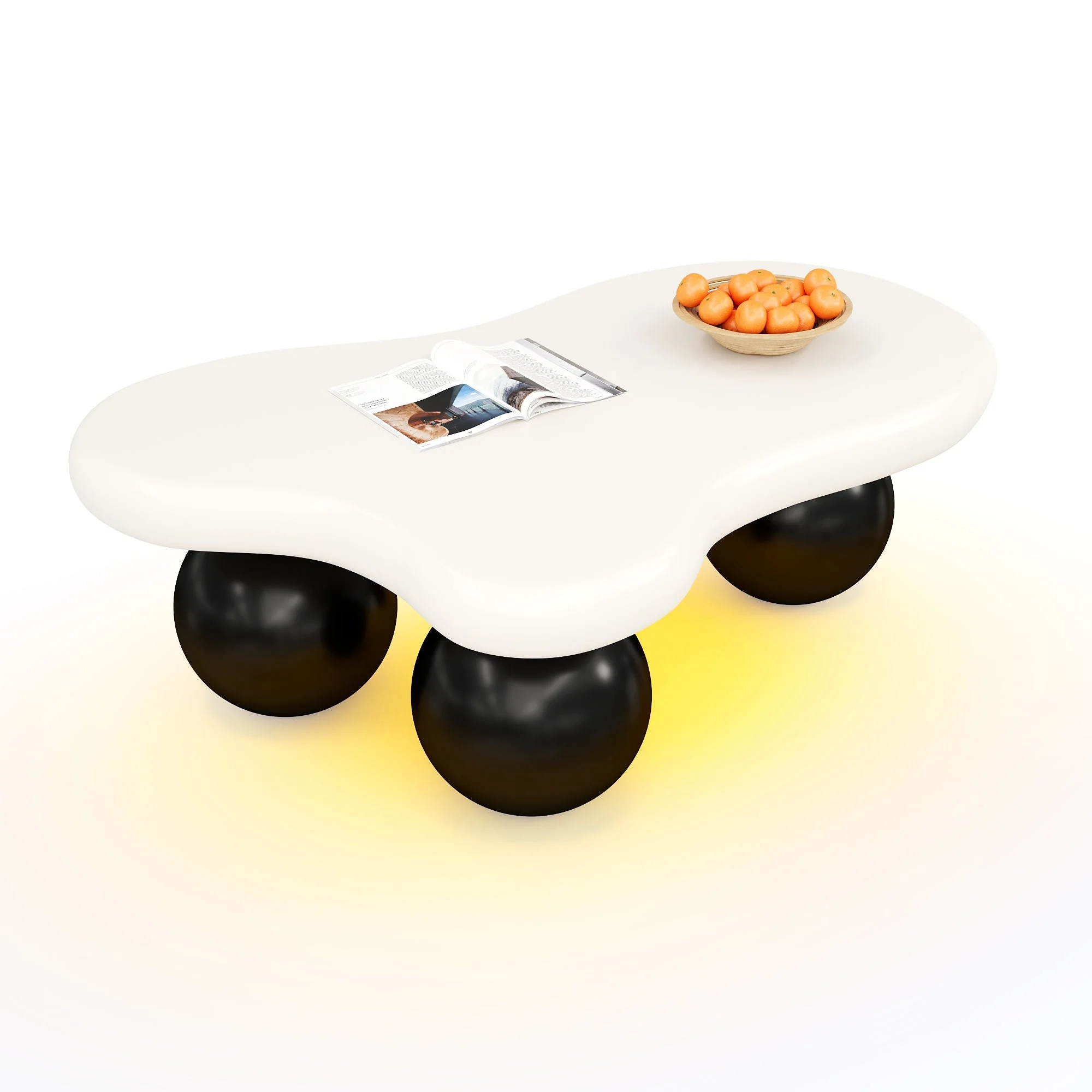 Cloud Style Coffee Table LED Lighting 16 Colors Round Leg Design - Image 2