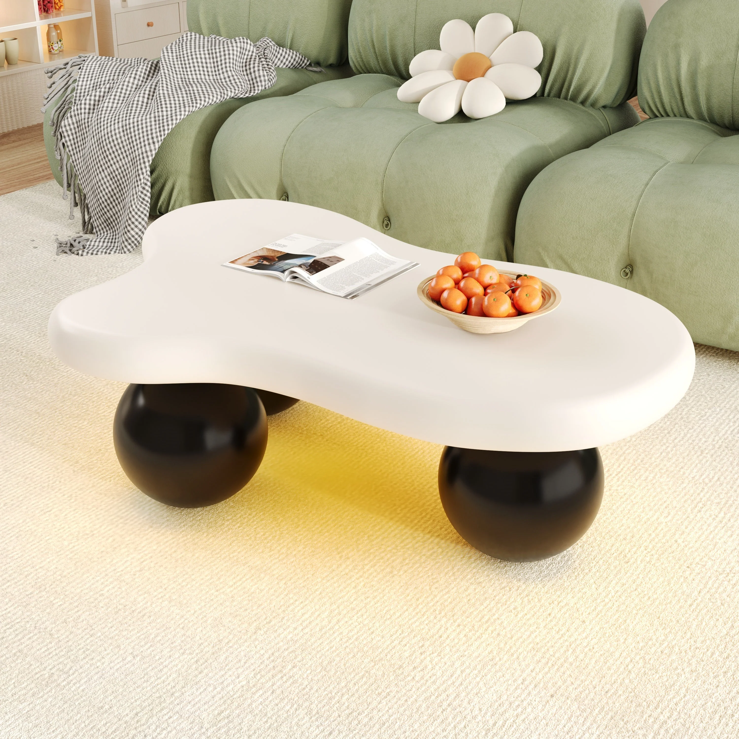 Cloud Style Coffee Table LED Lighting 16 Colors Round Leg Design - Image 3