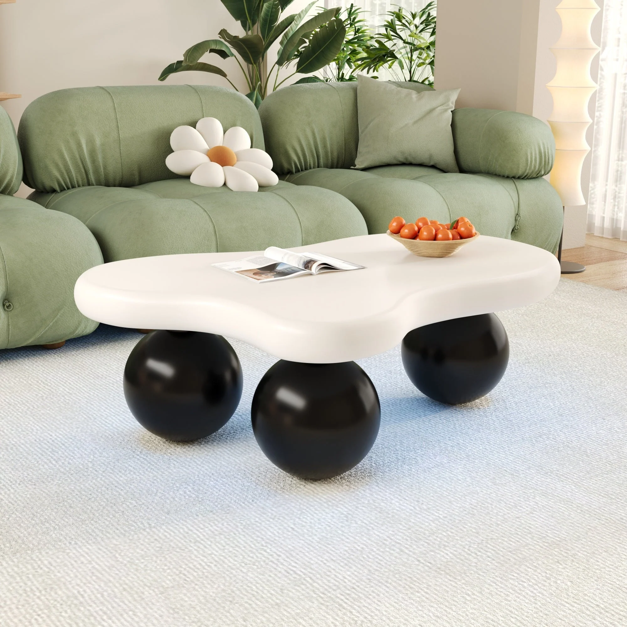 Cloud Style Coffee Table LED Lighting 16 Colors Round Leg Design - Image 4