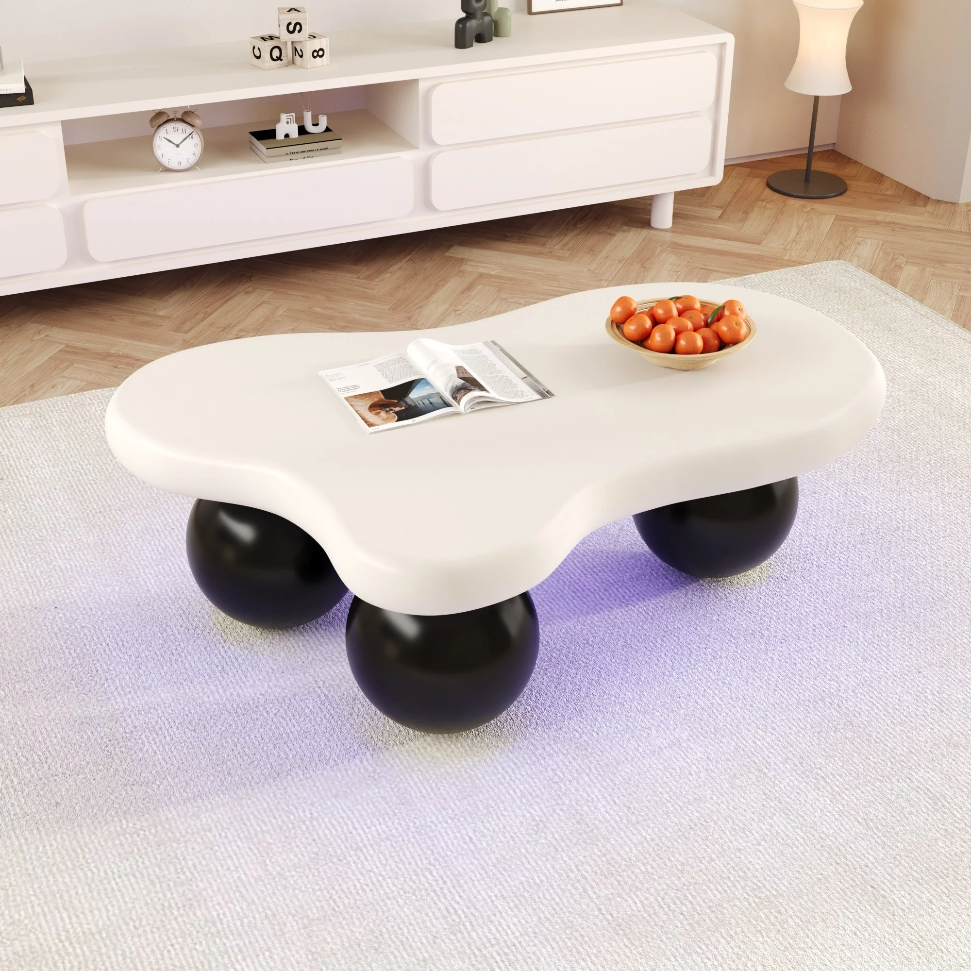 Cloud Style Coffee Table LED Lighting 16 Colors Round Leg Design - Image 7