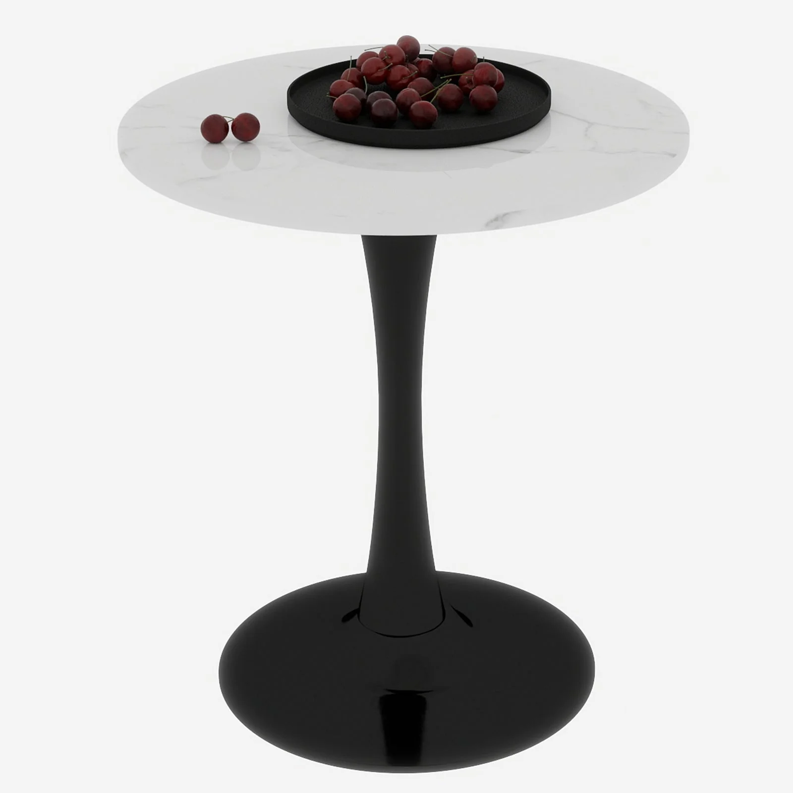 Coffee Table 27.6-inch Mid-Century Modern Round Marble Top - Black - Image 7