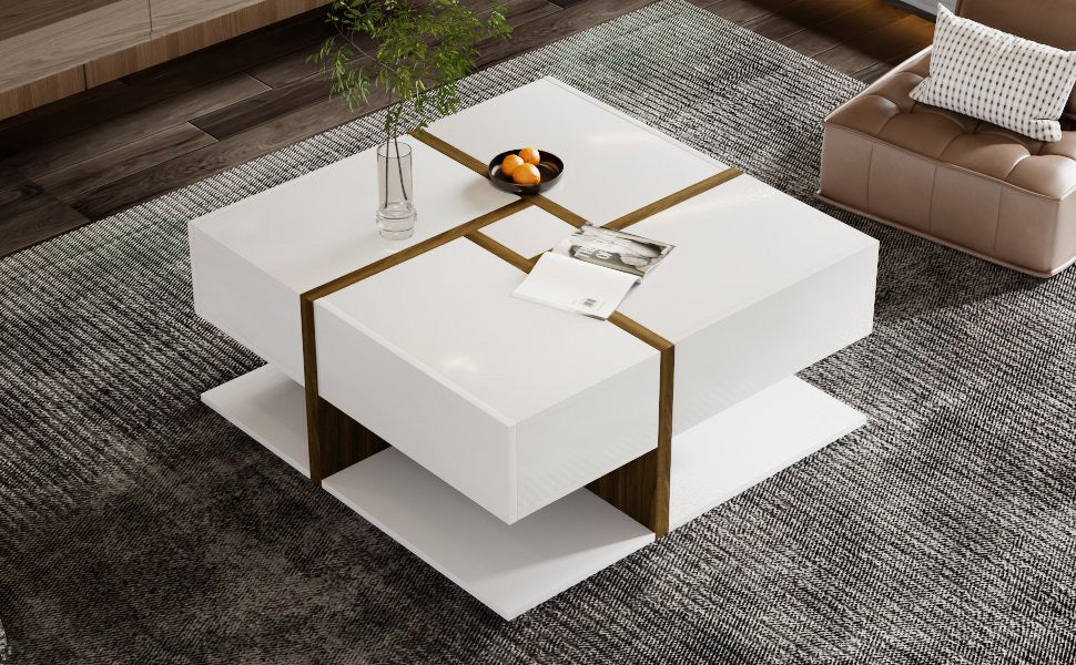Coffee Table, 4-Drawer with Storage, High-Gloss - Image 10