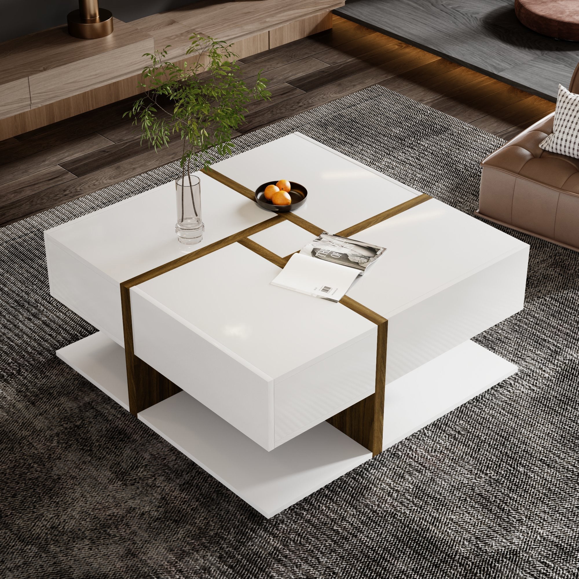 Coffee Table, 4-Drawer with Storage, High-Gloss - Image 2