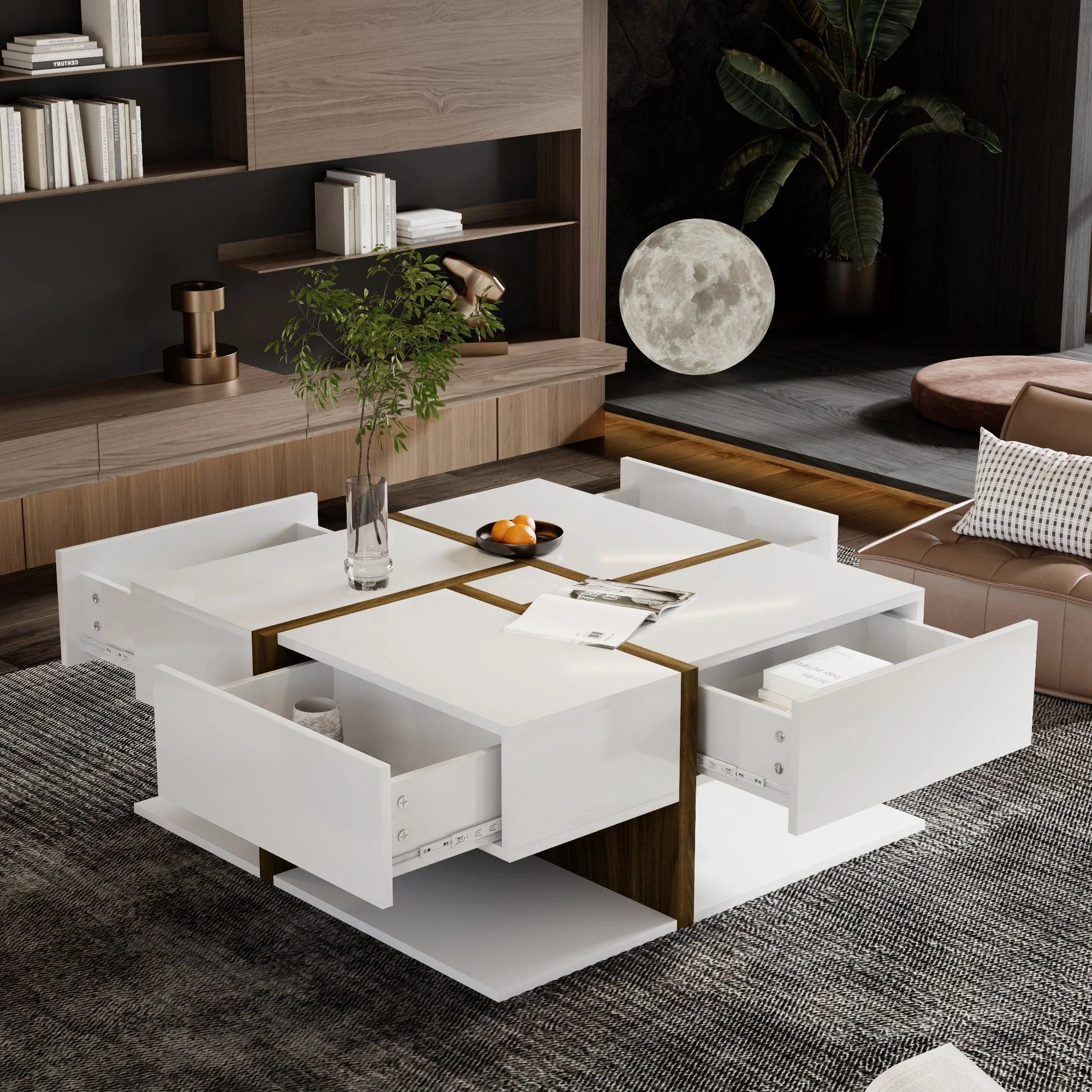 Coffee Table, 4-Drawer with Storage, High-Gloss - Image 5
