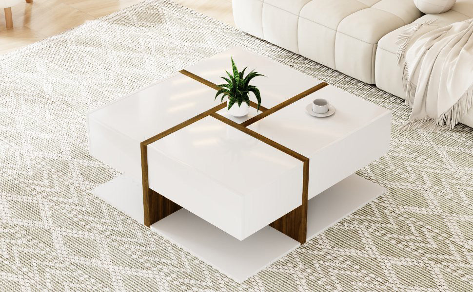 Coffee Table, 4-Drawer with Storage, High-Gloss - Image 6
