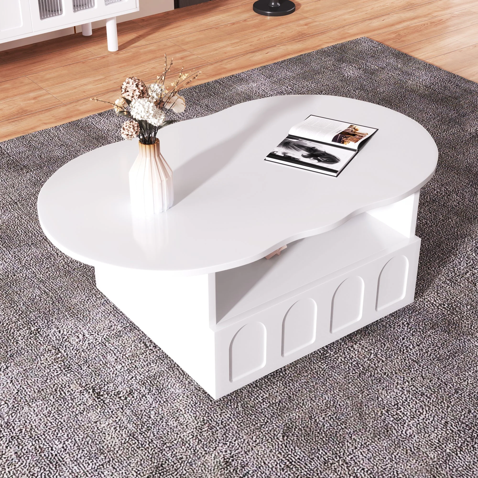 Coffee table, cloud-shaped with drawers and storage compartments - Image 2