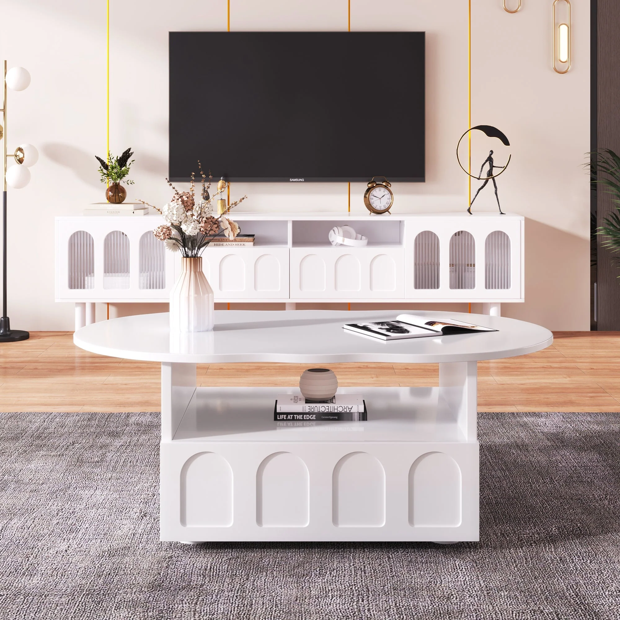 Coffee table, cloud-shaped with drawers and storage compartments - Image 8