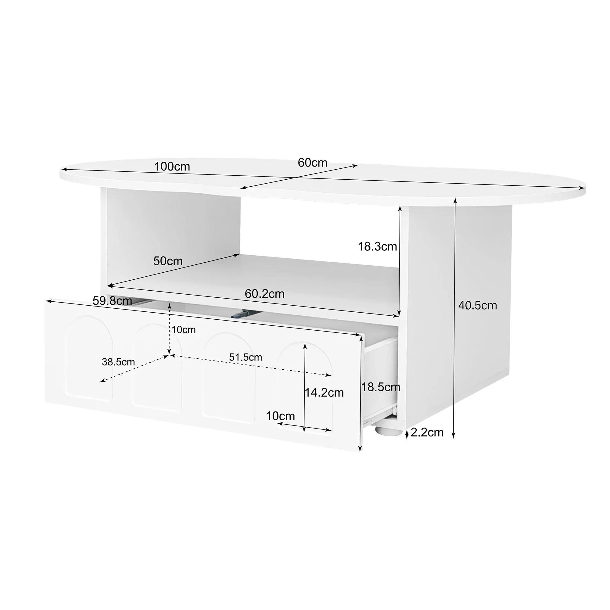 Coffee table, cloud-shaped with drawers and storage compartments - Image 9