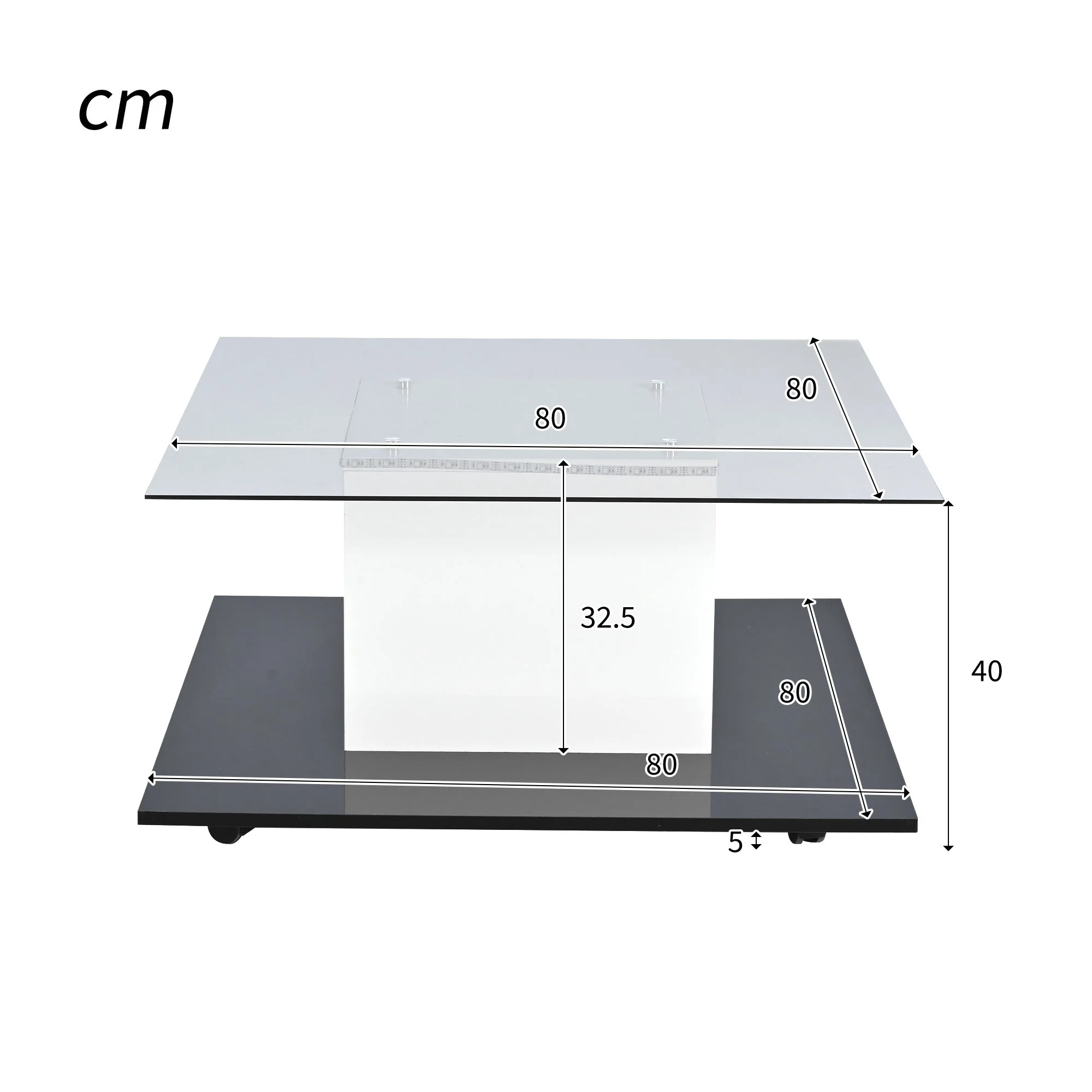Coffee Table, High-Gloss Glass with Swivel Wheels - Image 9