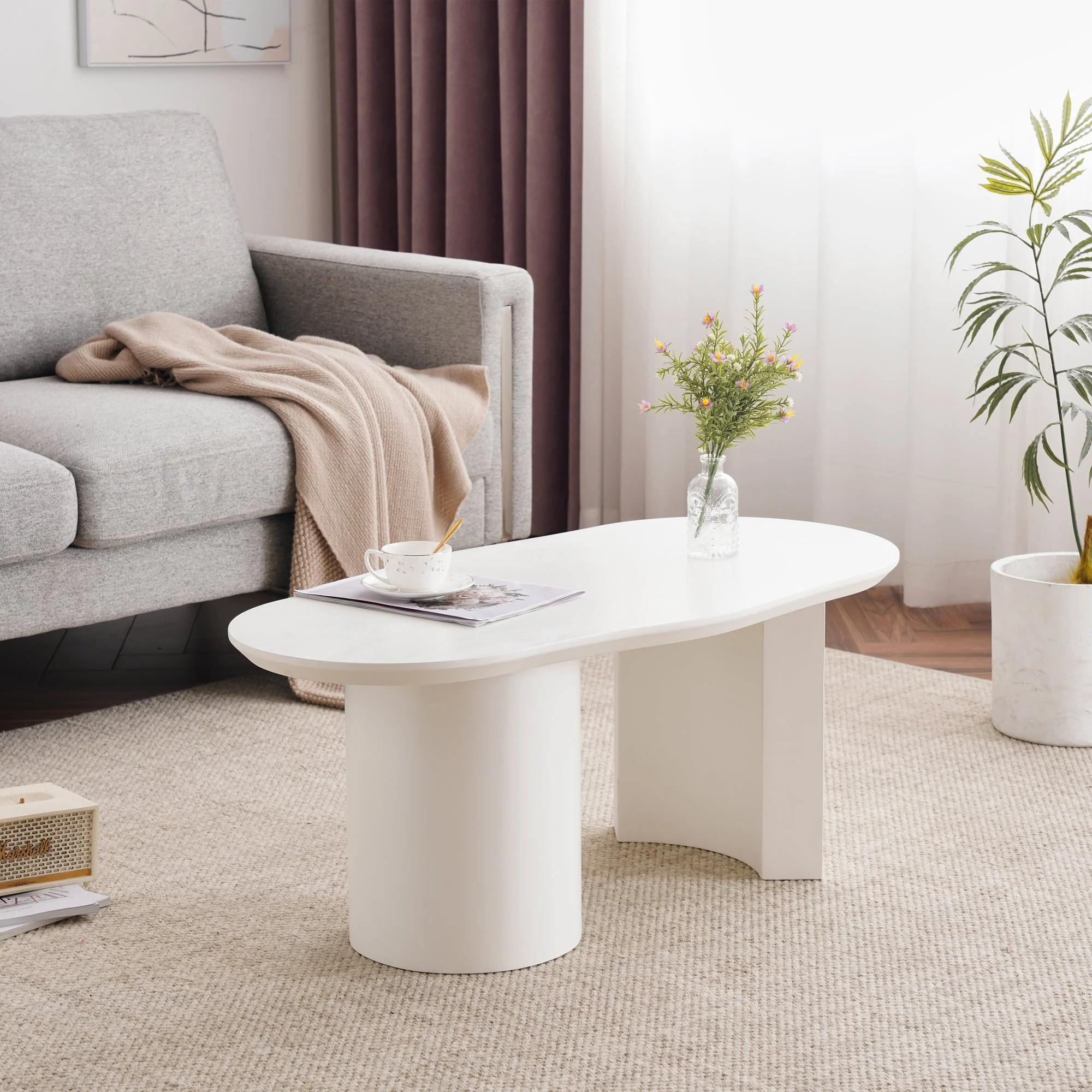 Coffee Table, Irregular 100cm Durable White MDF