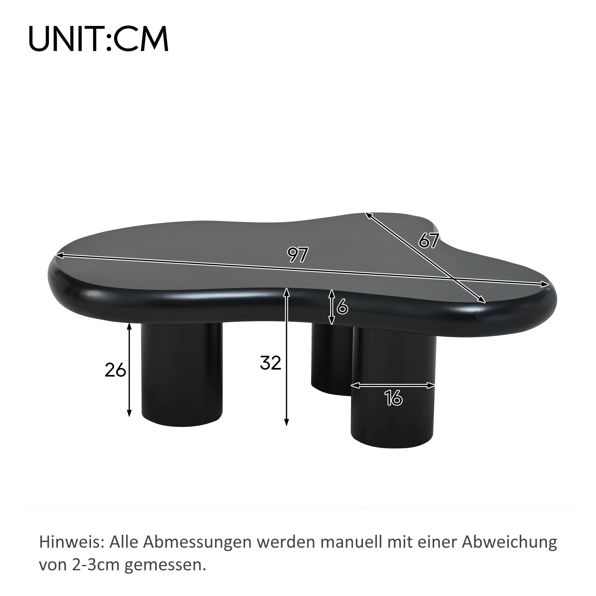 Coffee Table Irregular Cloud-Shaped 97x67x32cm - Lacquered MDF - Image 10