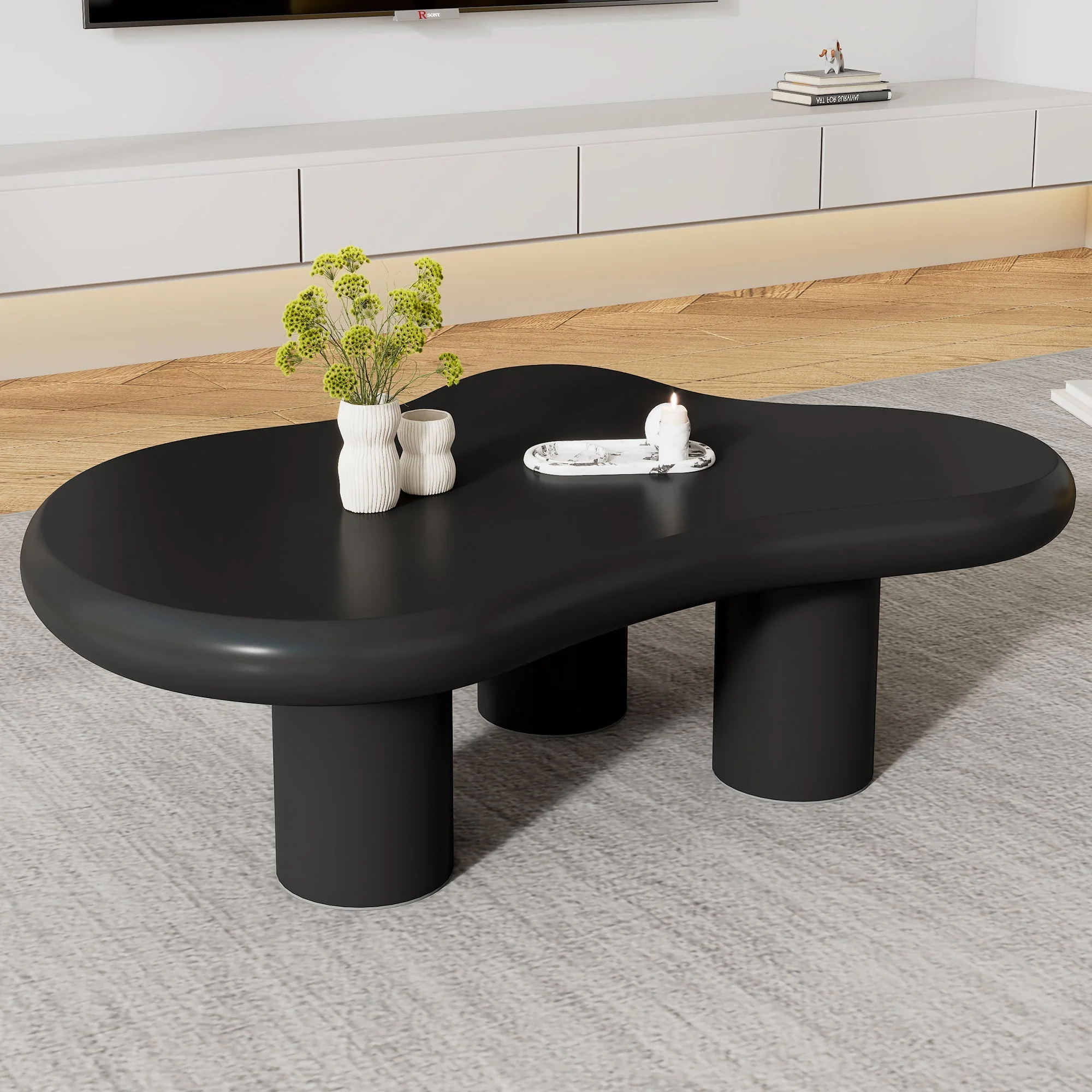 Coffee Table Irregular Cloud-Shaped 97x67x32cm - Lacquered MDF - Image 2