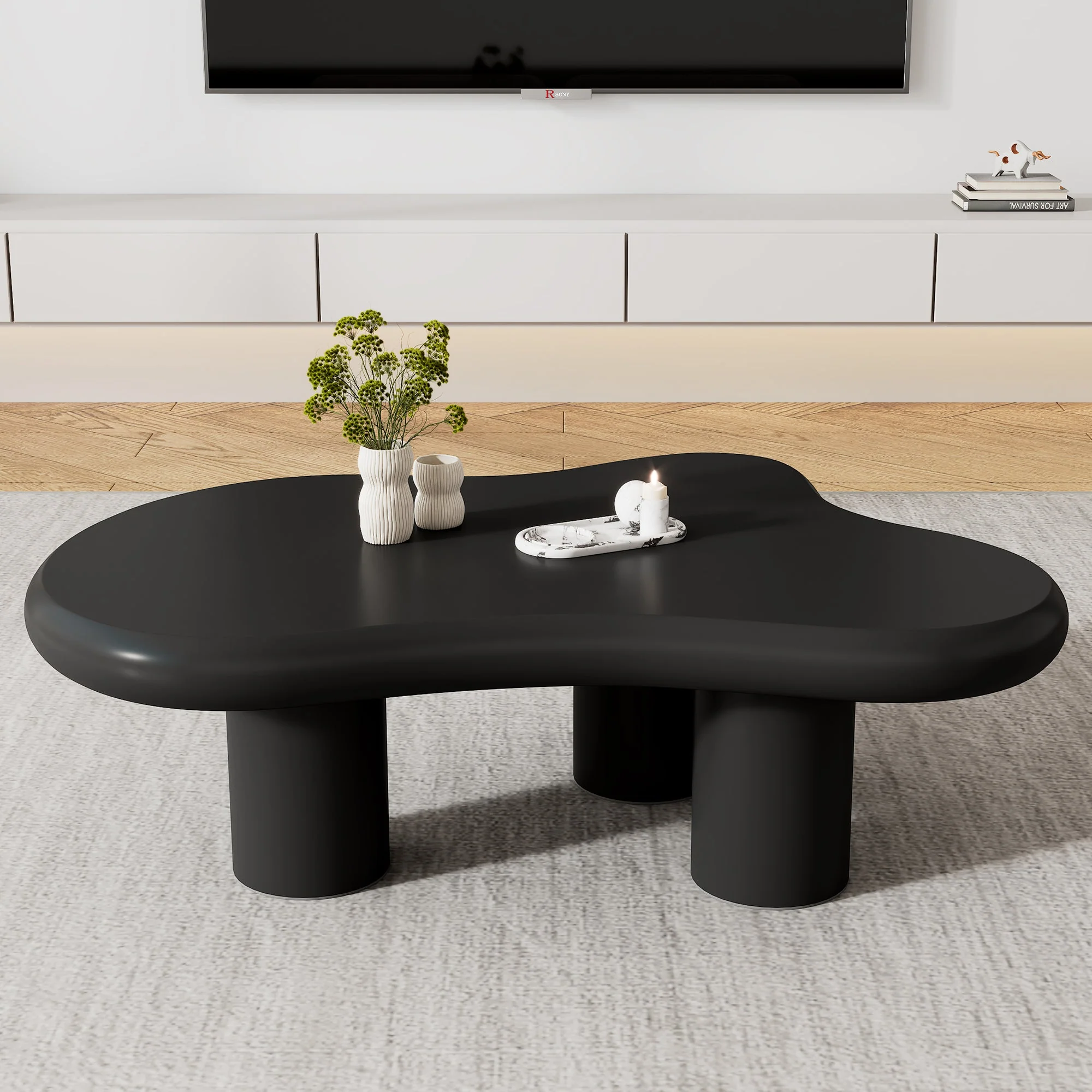 Coffee Table Irregular Cloud-Shaped 97x67x32cm - Lacquered MDF - Image 7